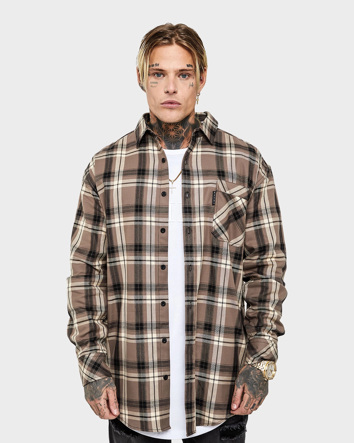 Mold Resistant Coating Saint Morta Prima Long Sleeve Flannel Shirt Brown