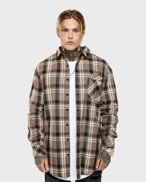 Mold Resistant Coating Saint Morta Prima Long Sleeve Flannel Shirt Brown