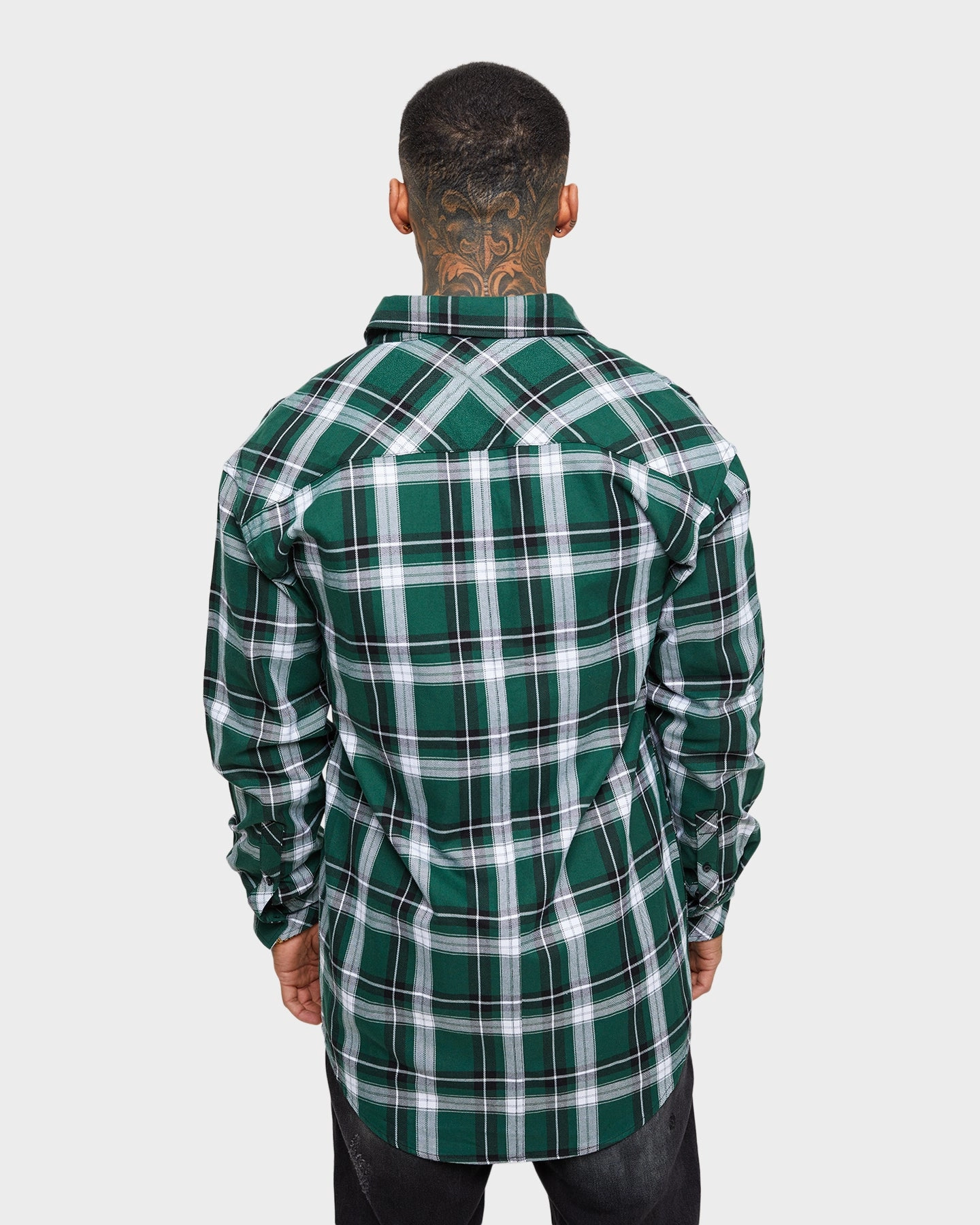 Saint Morta Prima Long Sleeve Flannel Shirt Dark Green/Black Custom