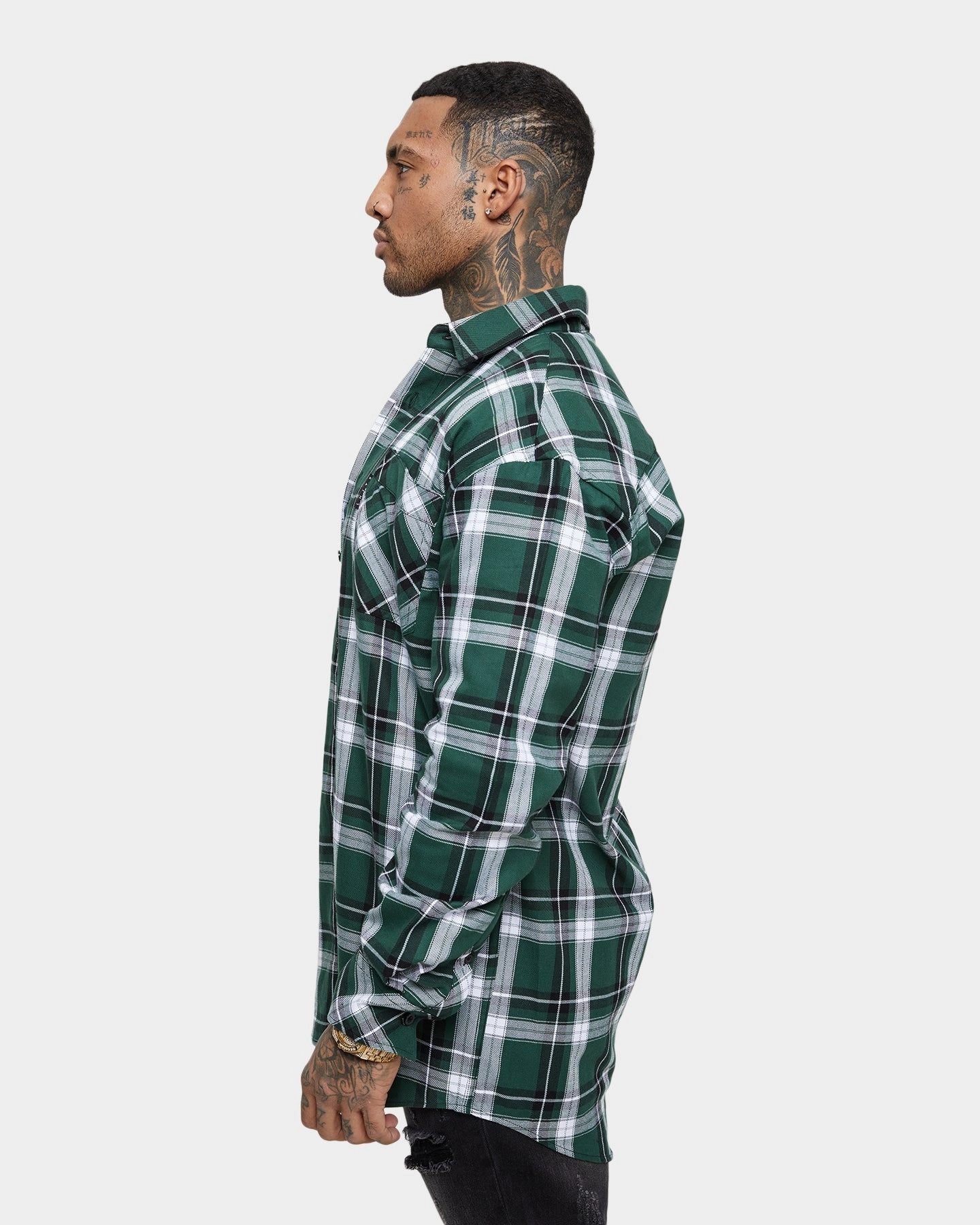 Minimalist Friendship Saint Morta Prima Long Sleeve Flannel Shirt Dark Green/Black