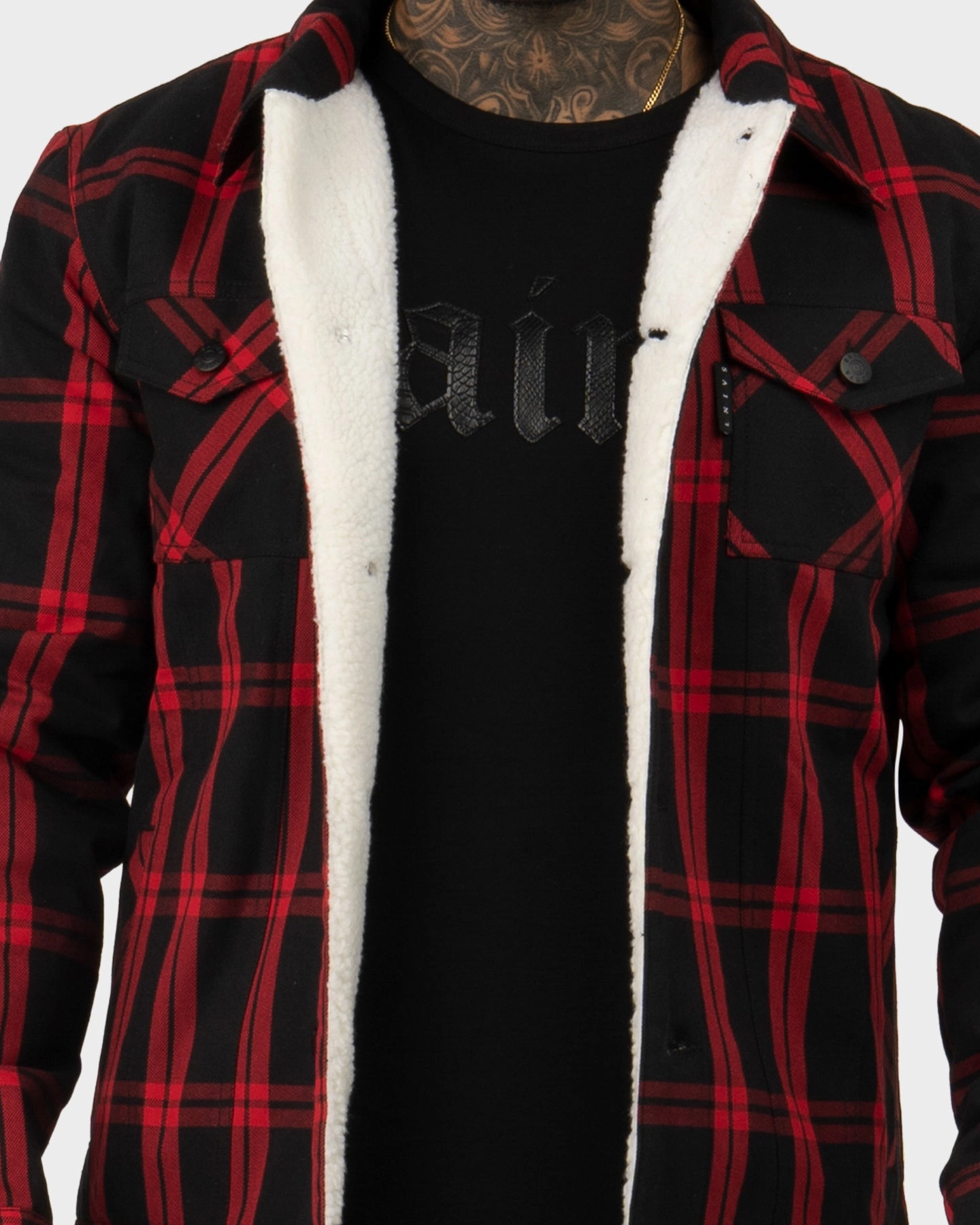 Impact Absorbing Padding Stand Up Collar Saint Morta Prima Sherpa Jacket Black/Red
