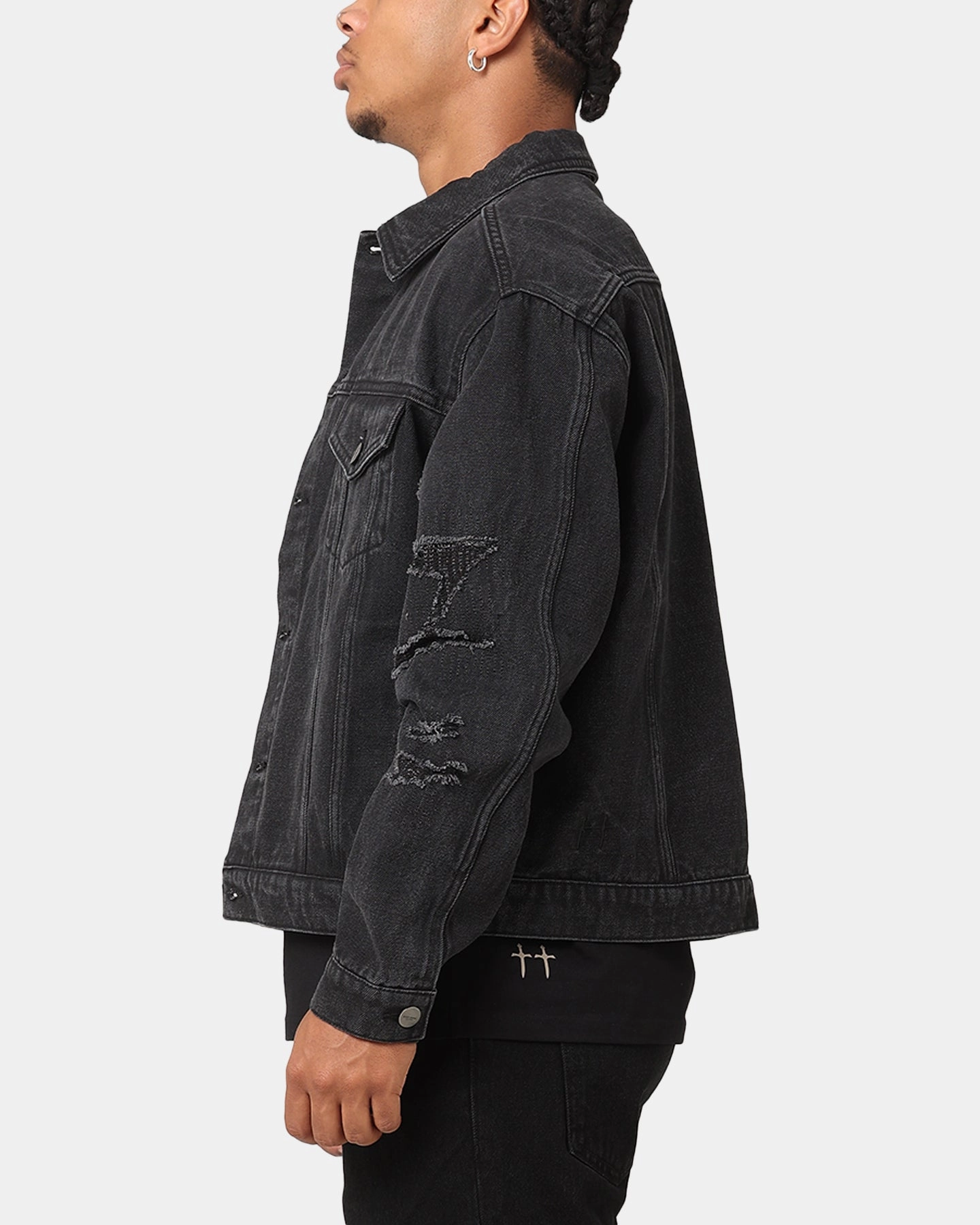 Saint Morta Rage Denim Jacket Black Abrasion Resistant Zippers
