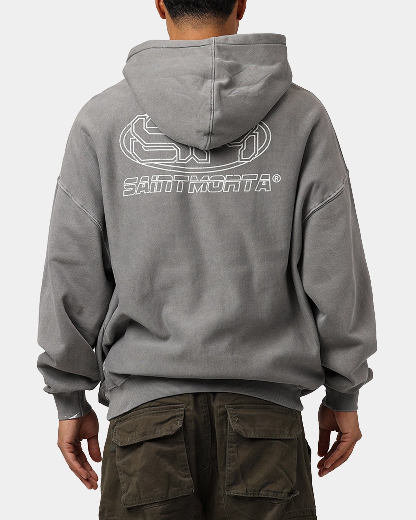 Saint Morta Rage Motors Premium Hoodie Washed Charcoal Minimal Form