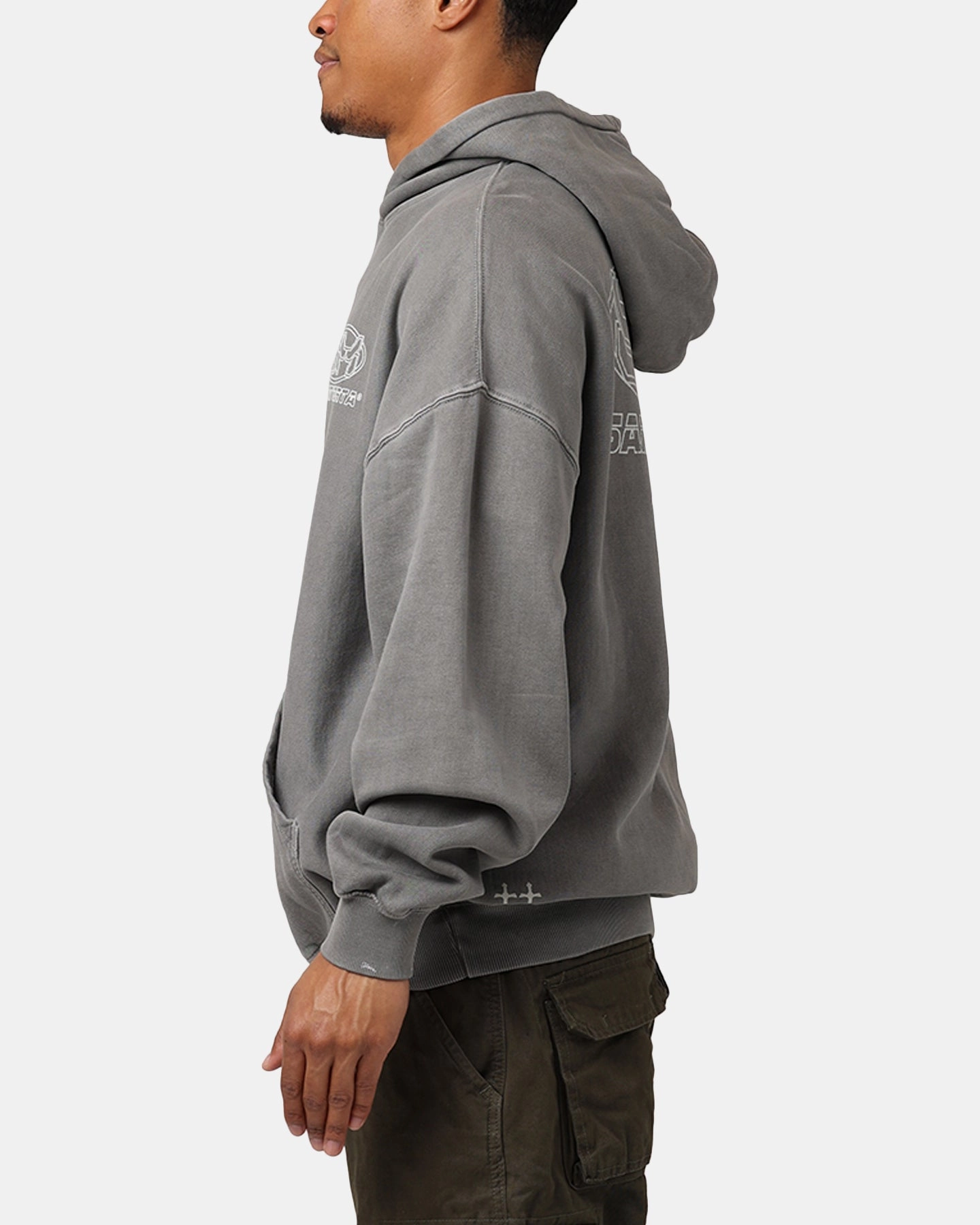 Saint Morta Rage Motors Premium Hoodie Washed Charcoal Reflective Piping