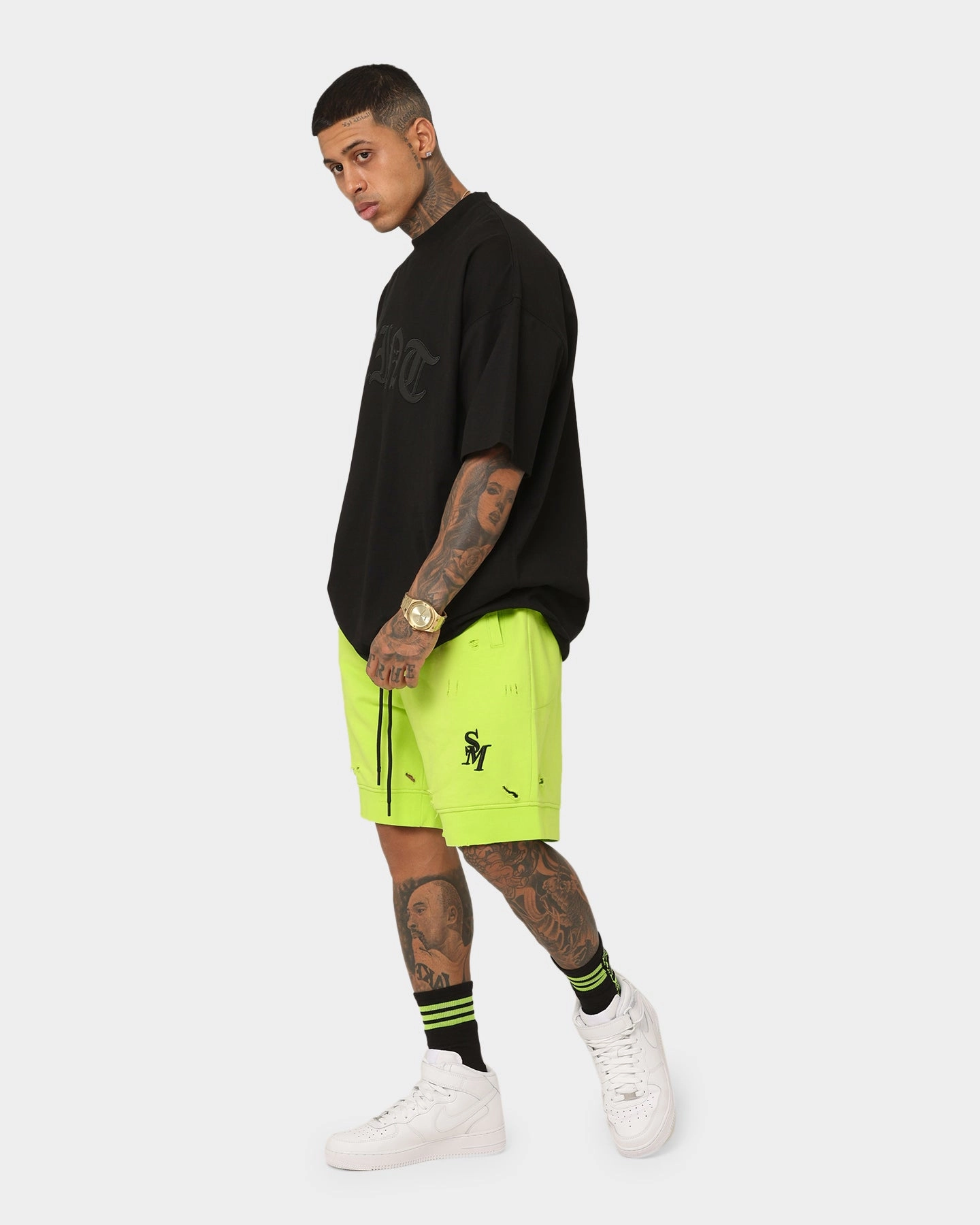Saint Morta Rags Fleece Shorts Neon Green Breathable mesh lining