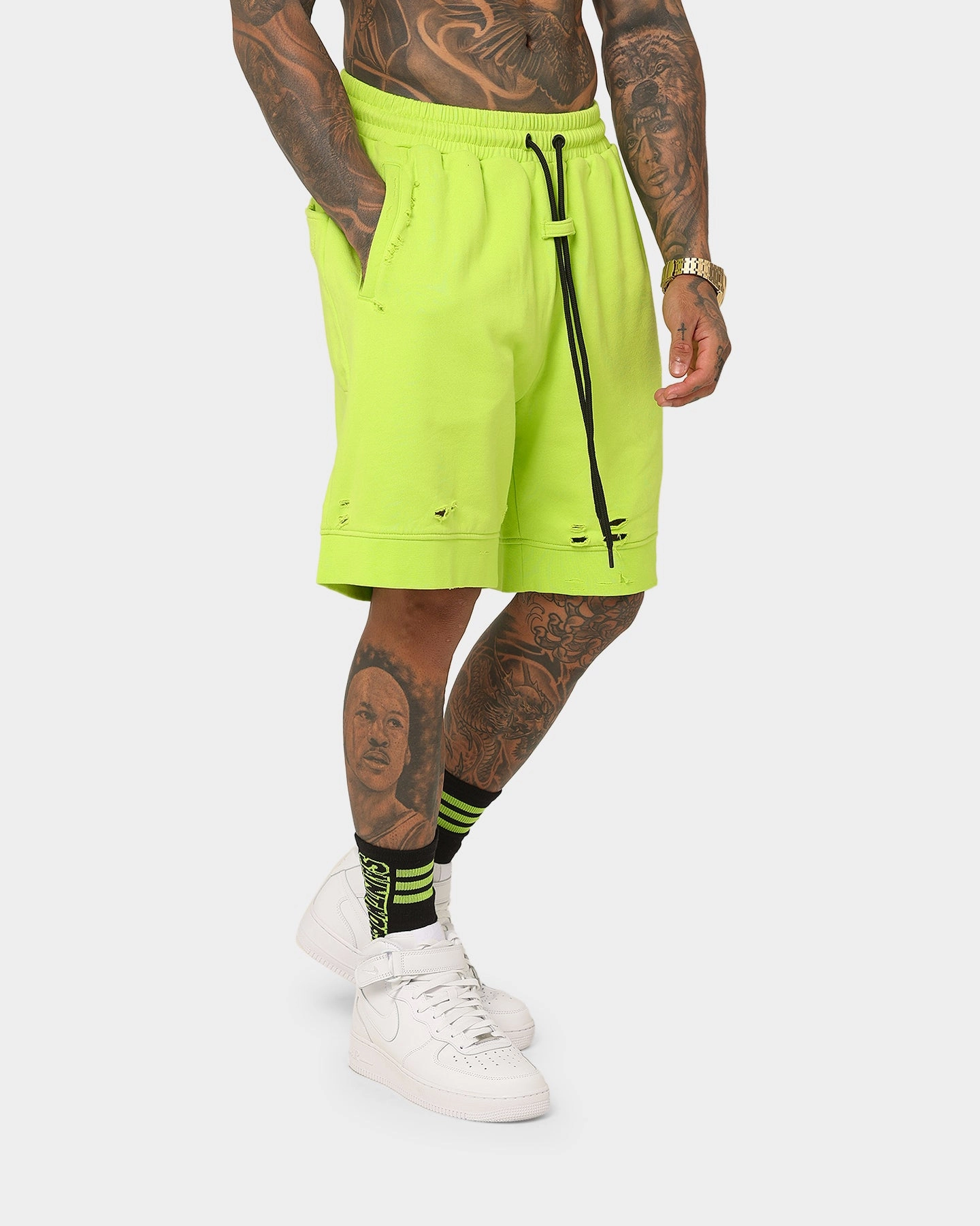 Saint Morta Rags Fleece Shorts Neon Green On-The-Go Style Father's Day gift