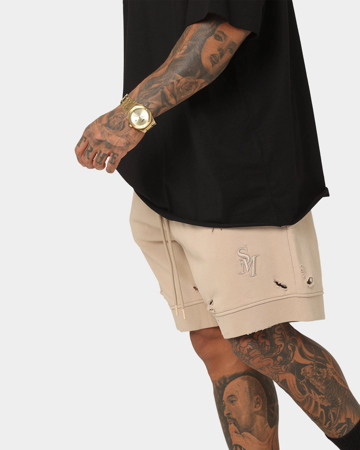 Active Fit Ventilated Mesh Panels Saint Morta Rags Fleece Shorts Stone