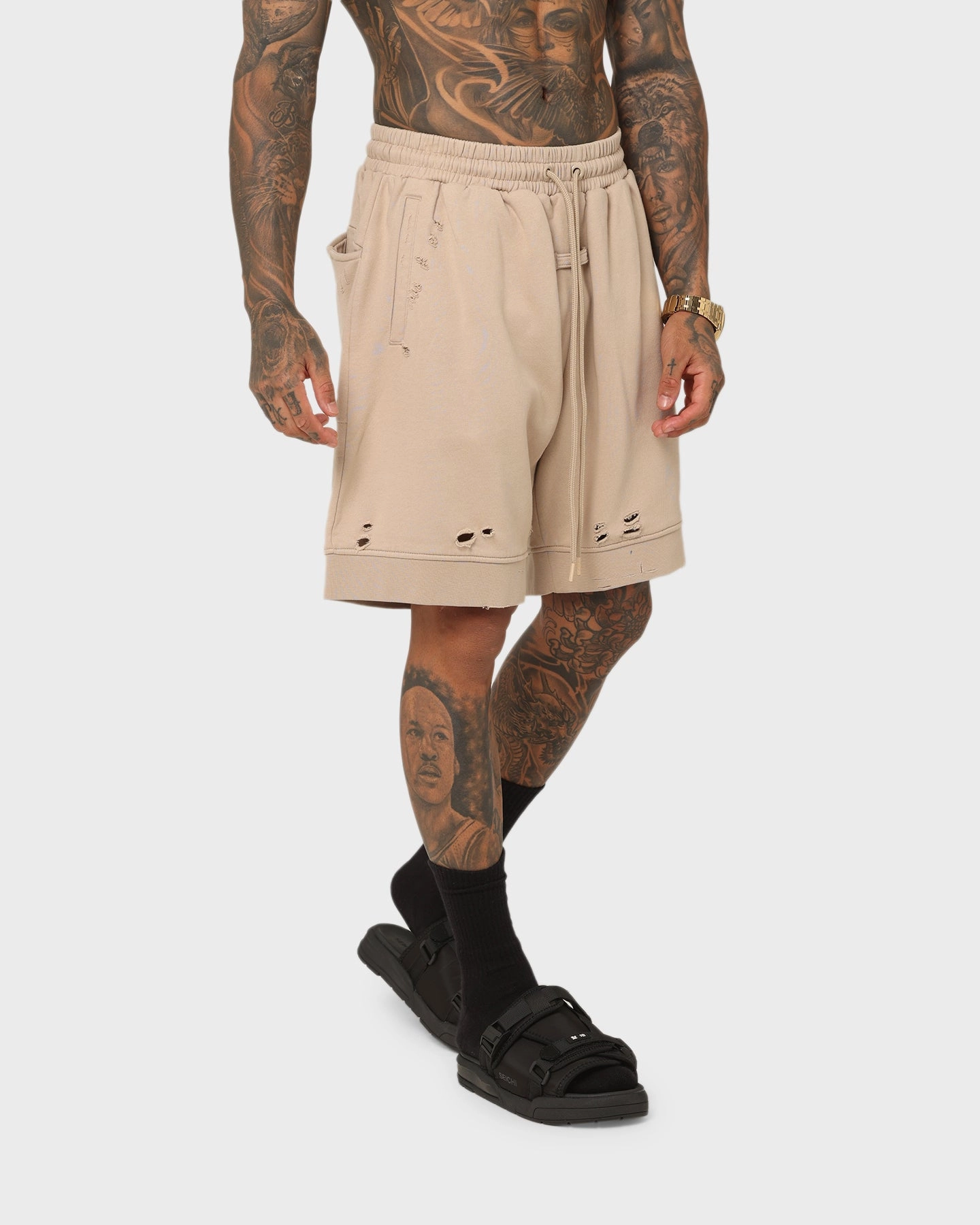 Saint Morta Rags Fleece Shorts Stone UV resistant Machine-washable