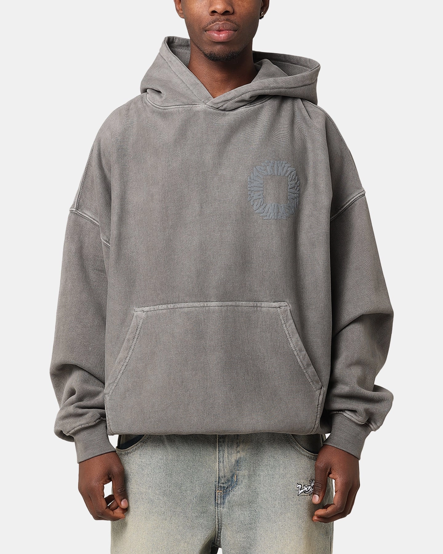Saint Morta Rave Premium Hoodie Washed Charcoal suitable for video shooting Patchwork