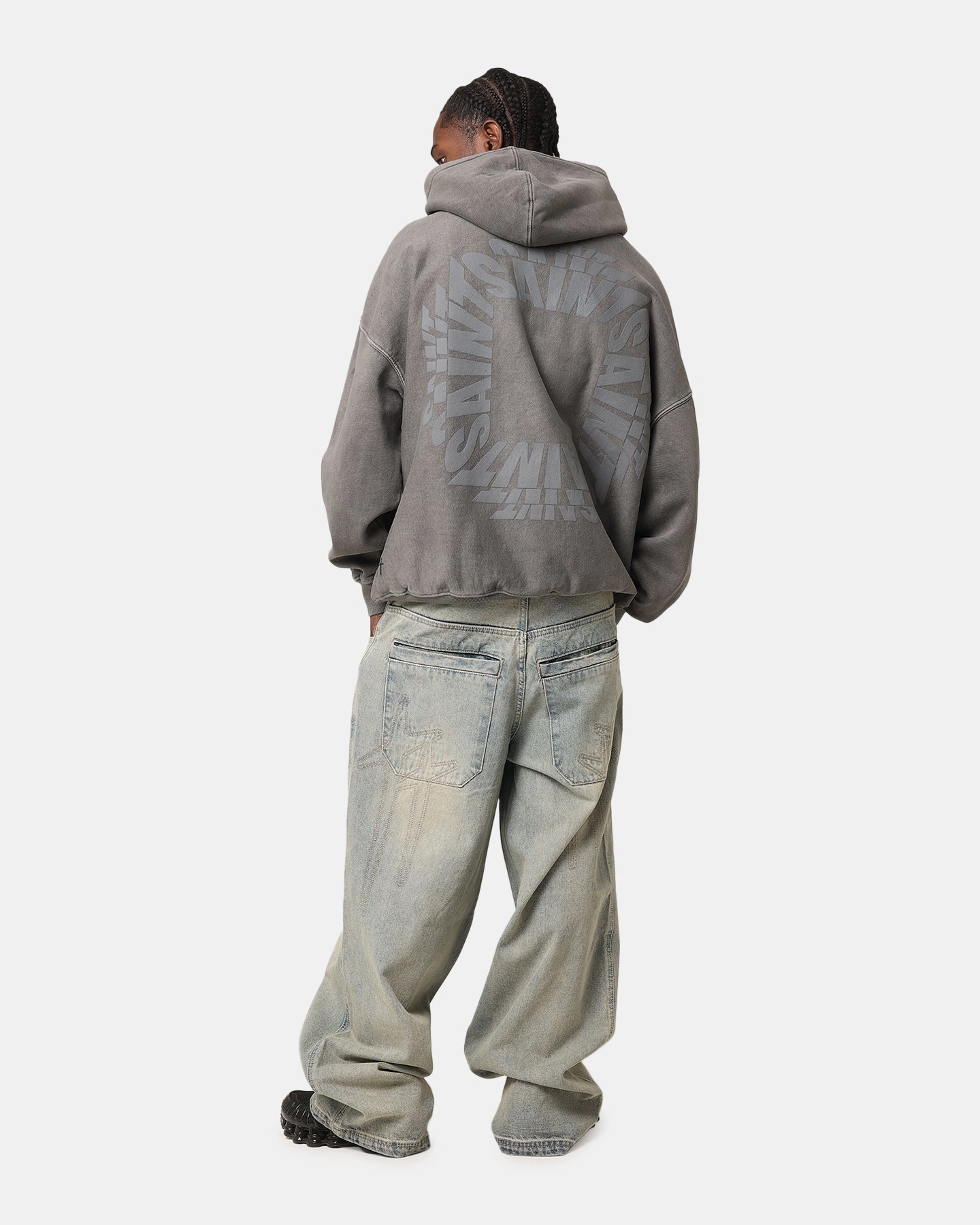 Saint Morta Rave Premium Hoodie Washed Charcoal DualZipper