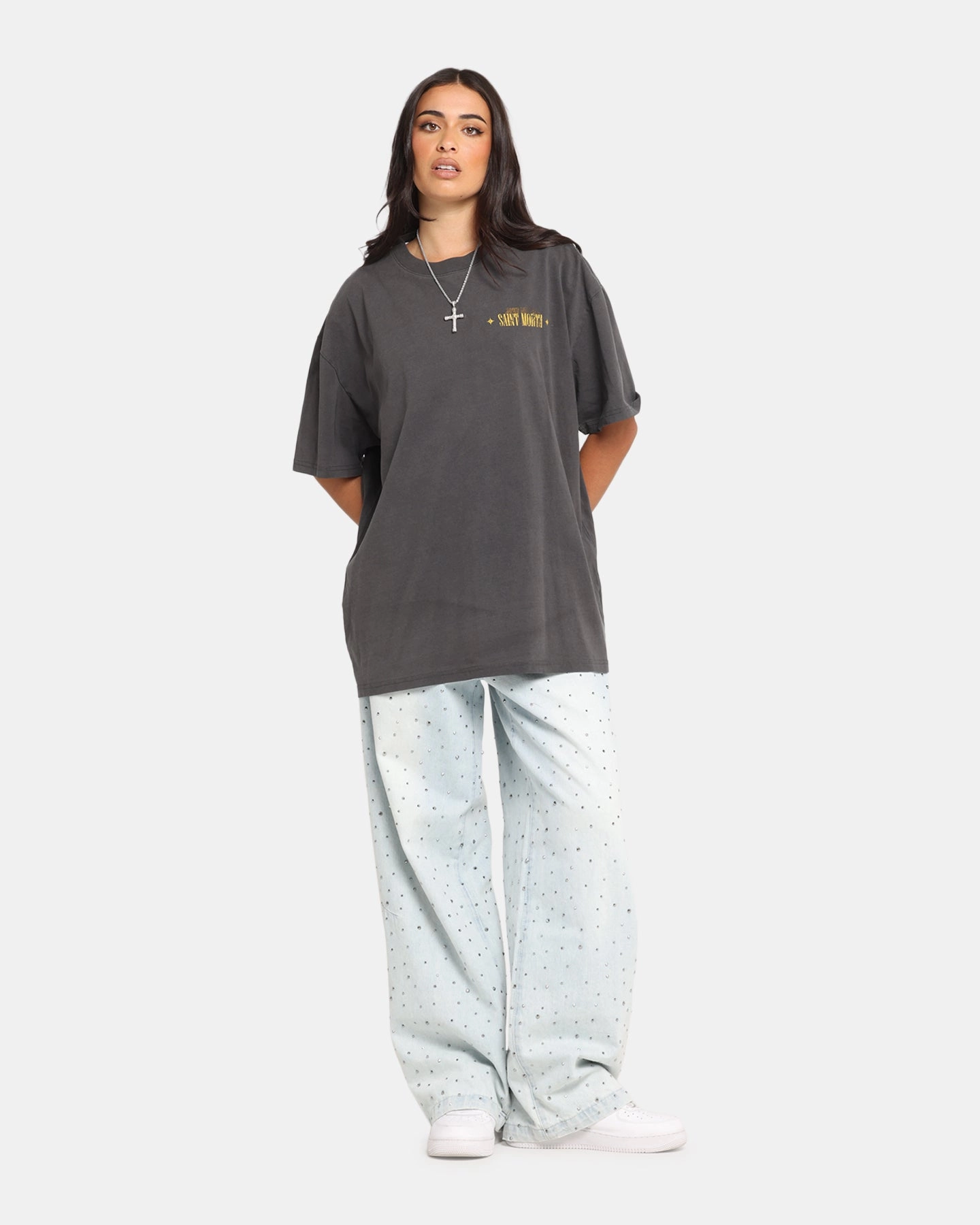 Flexible Wear Recycled Polyester Saint Morta Realm Of Return Boxy T-Shirt Black Wash