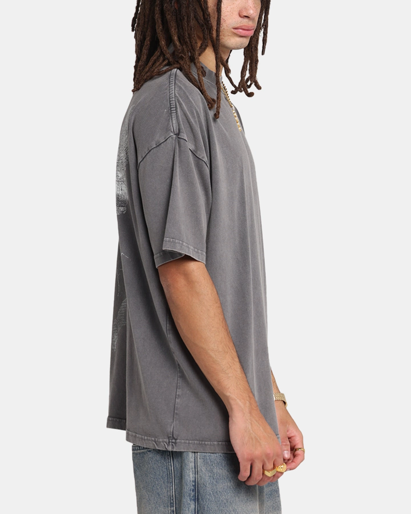Saint Morta Redemption Mock Neck T-Shirt Washed Charcoal Comfort Fit