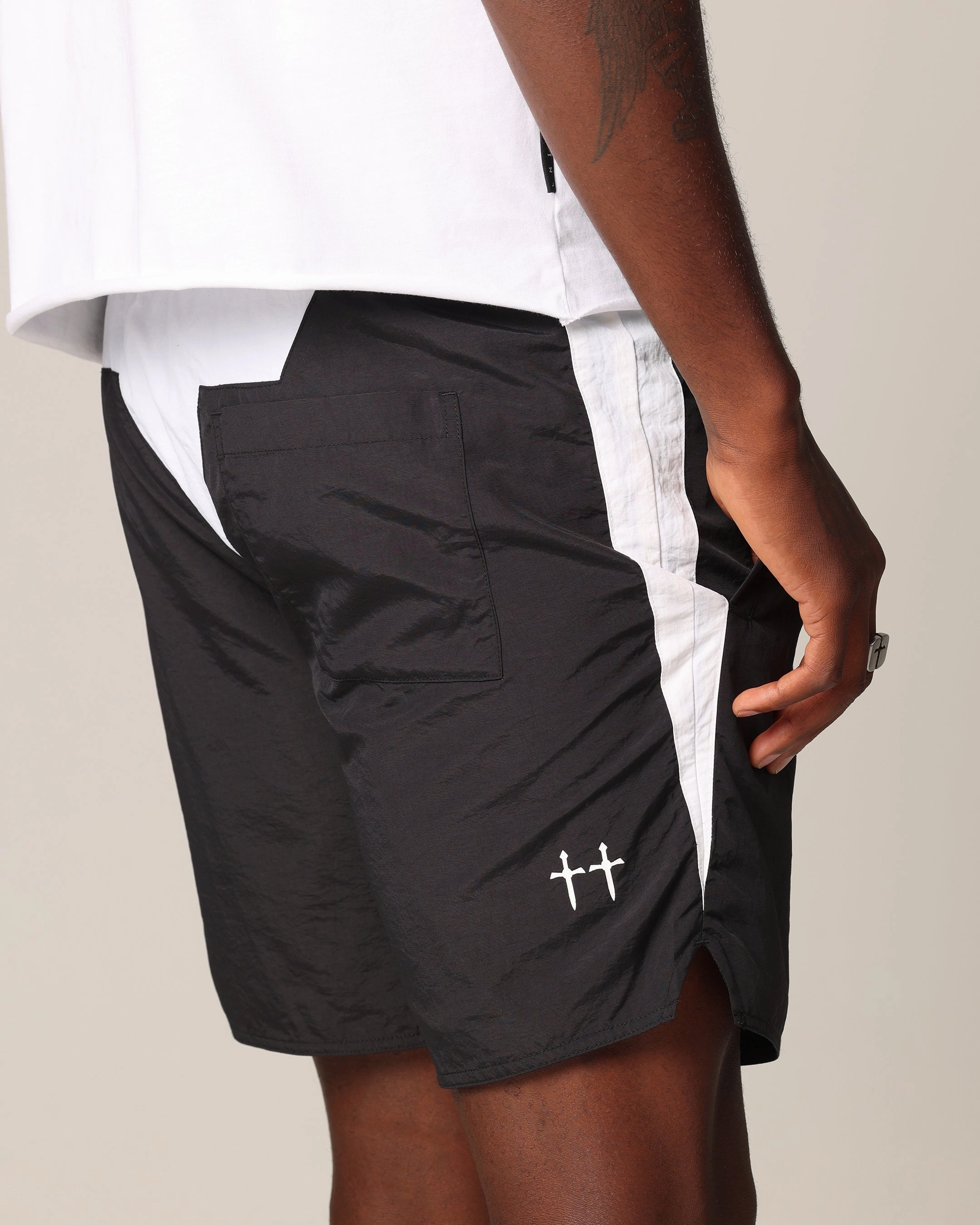 Temperature Regulating Tech Warm Weather Wear Saint Morta Relic Nylon Shorts Black/White