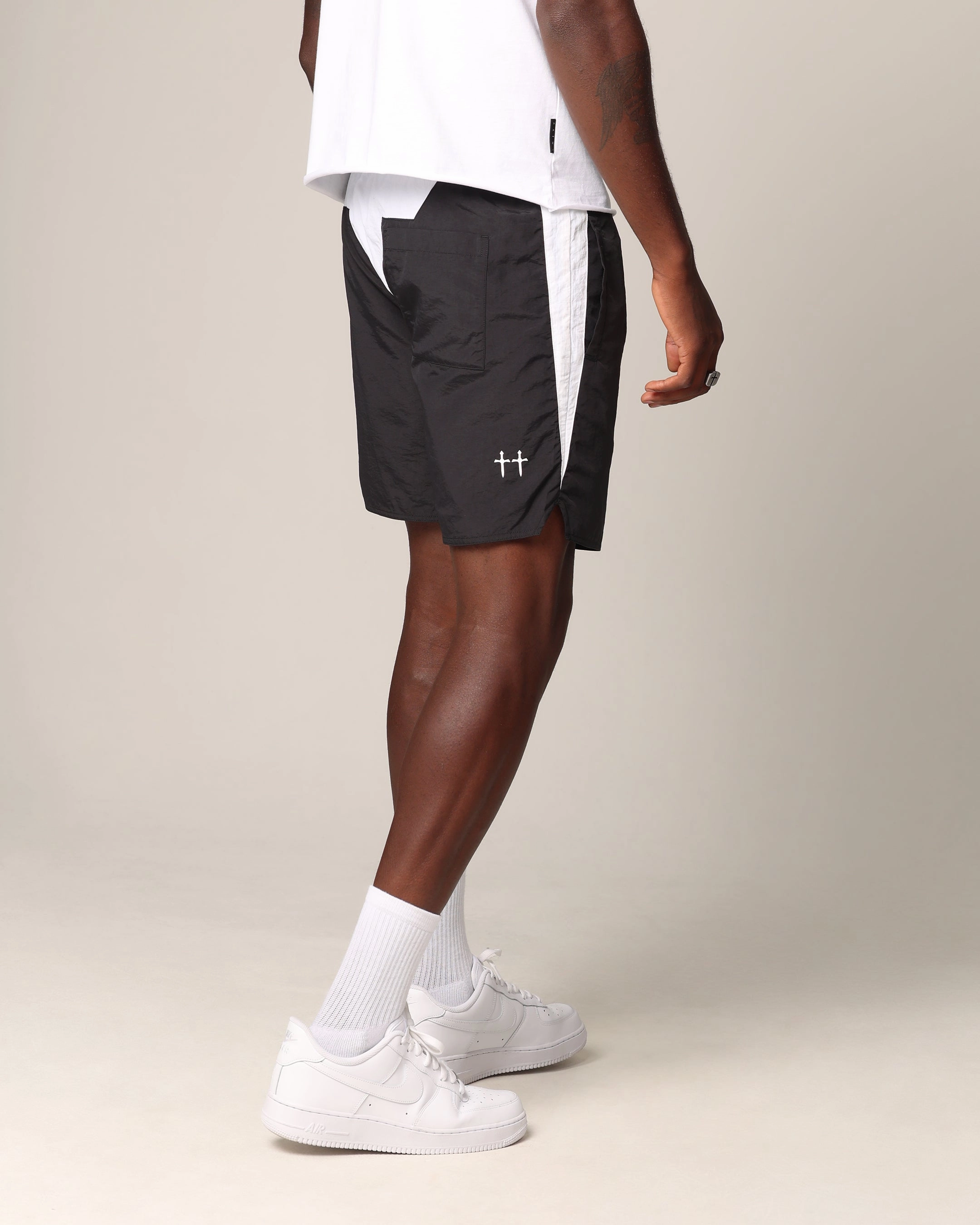 HighBackRise AntiOdorTreatment Saint Morta Relic Nylon Shorts Black/White