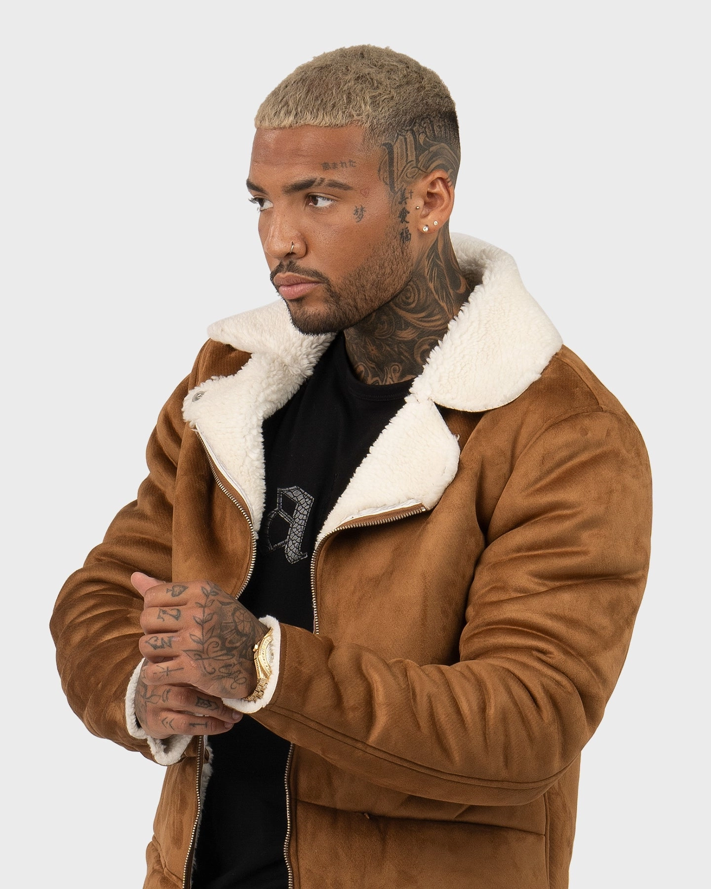 Layer Look Machine washable Saint Morta Renegade Sherpa Biker Jacket Tan/Cream