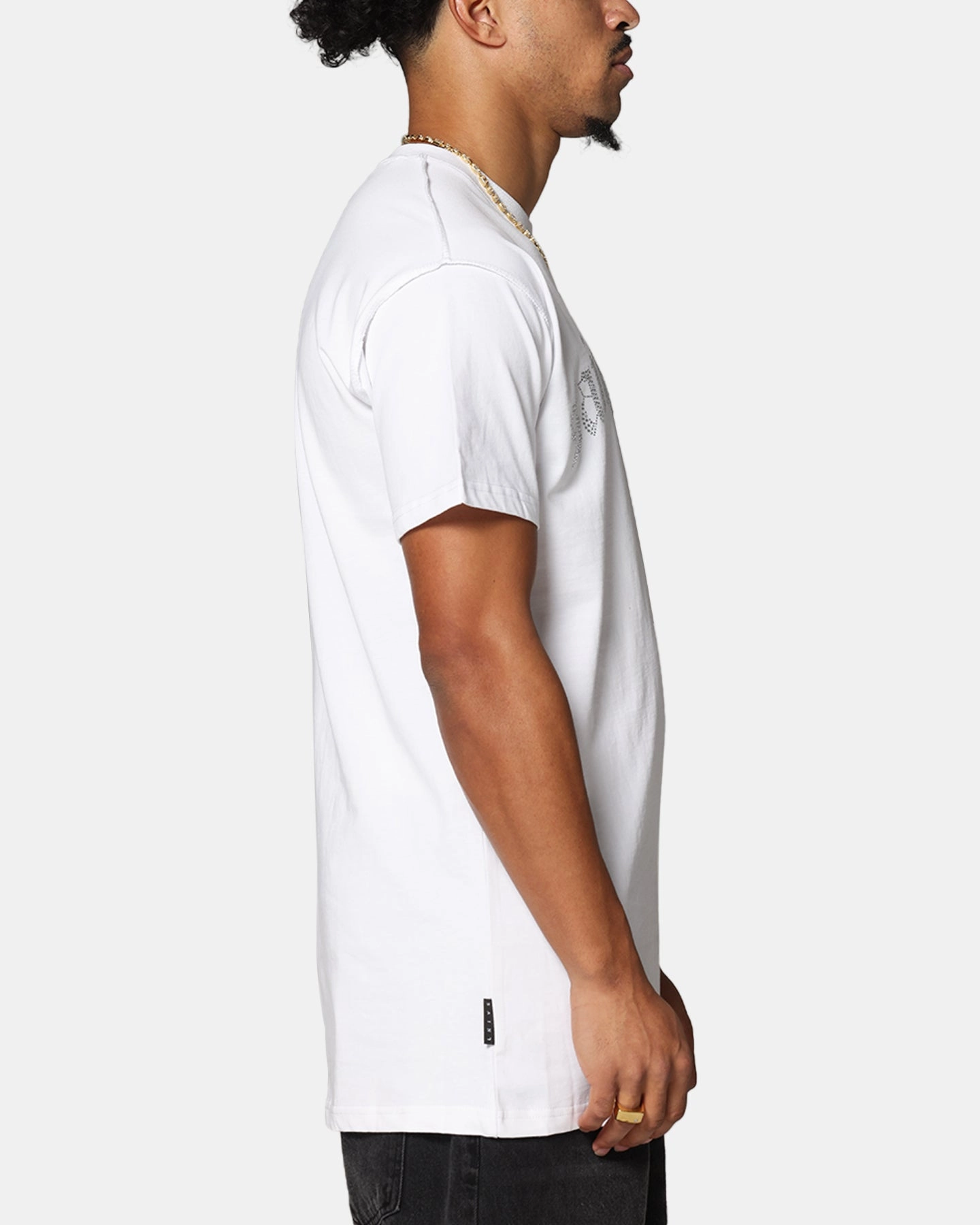 Saint Morta Rhinestone T-Shirt White Cozy Design