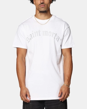 Stylish and Easygoing Holiday Trend Saint Morta Rhinestone T-Shirt White
