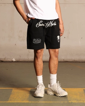 Layered Cuff Design Saint Morta Roadhouse Denim Shorts Vintage Black