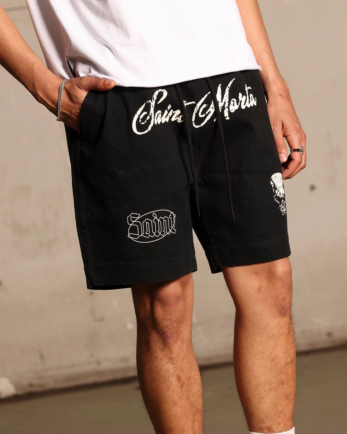 neon colors Biodegradable Material Option Saint Morta Roadhouse Denim Shorts Vintage Black