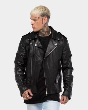 Leather Saint Morta Roadhouse Leather Biker Jacket Black
