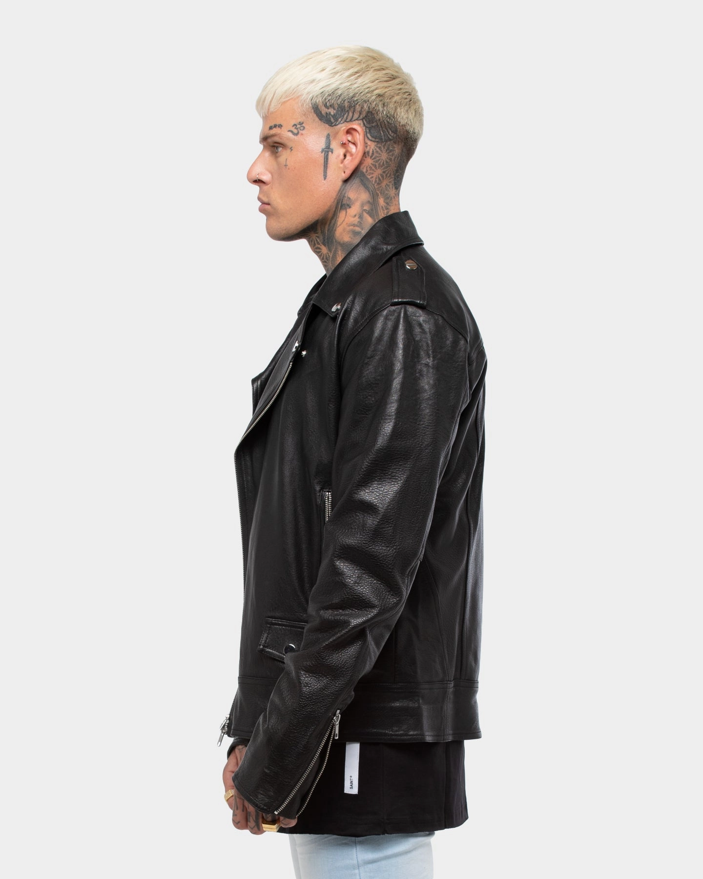 Saint Morta Roadhouse Leather Biker Jacket Black suitable for birthdays