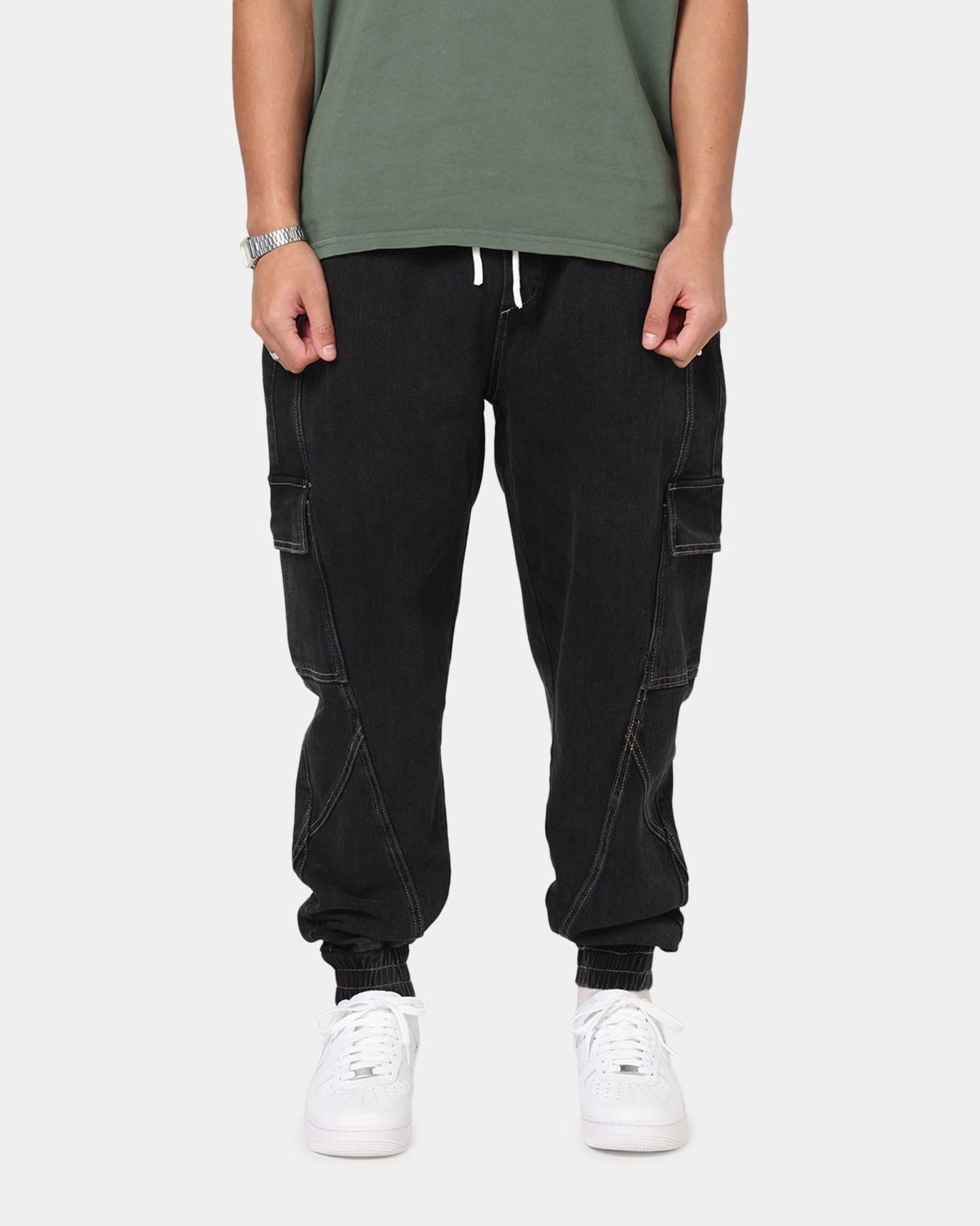 All-Purpose Wear Sophisticated Look Saint Morta Rodeo Denim Joggers Black Shadow