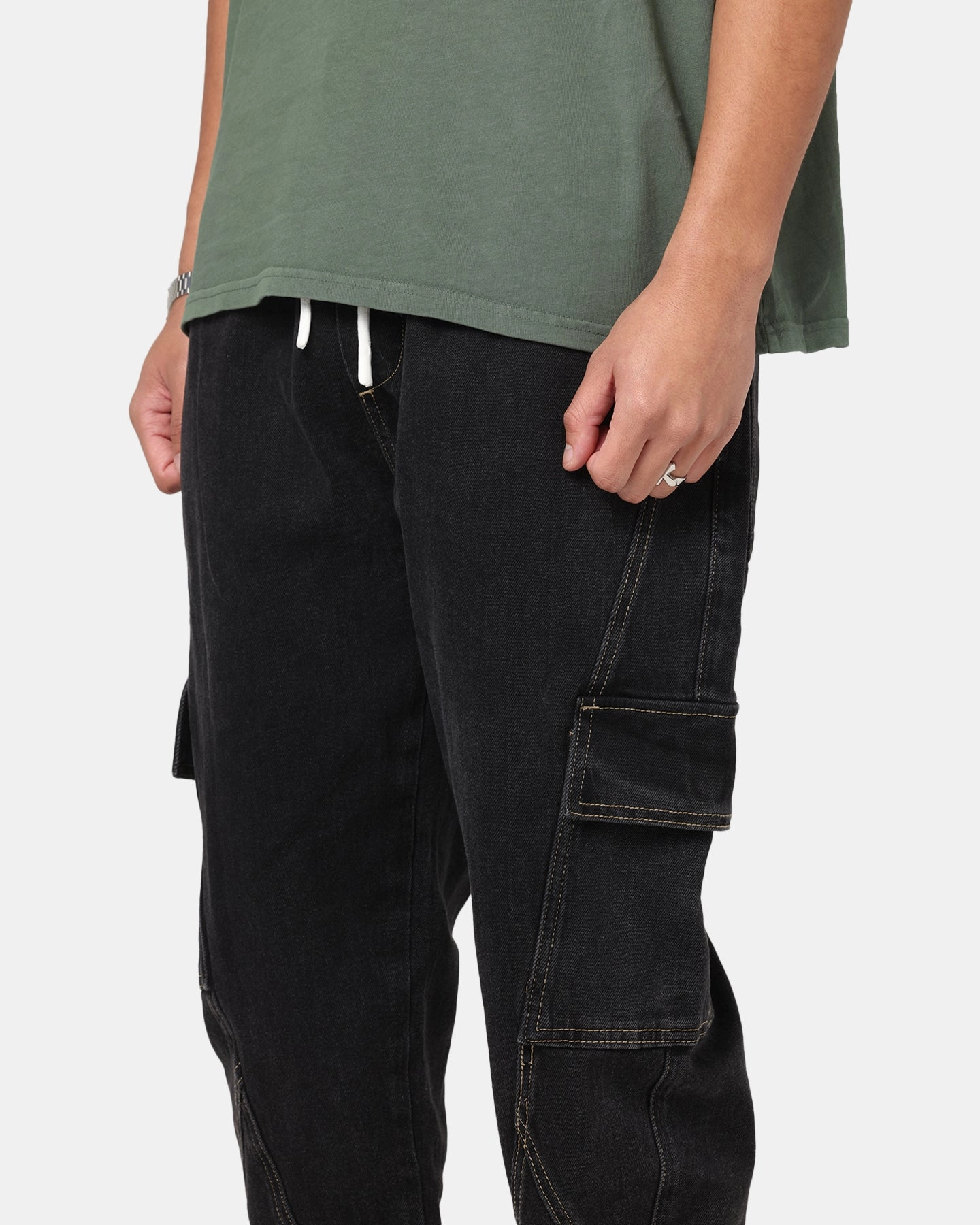 Saint Morta Rodeo Denim Joggers Black Shadow Abrasion Resistant Fabric HighRiseWaistband