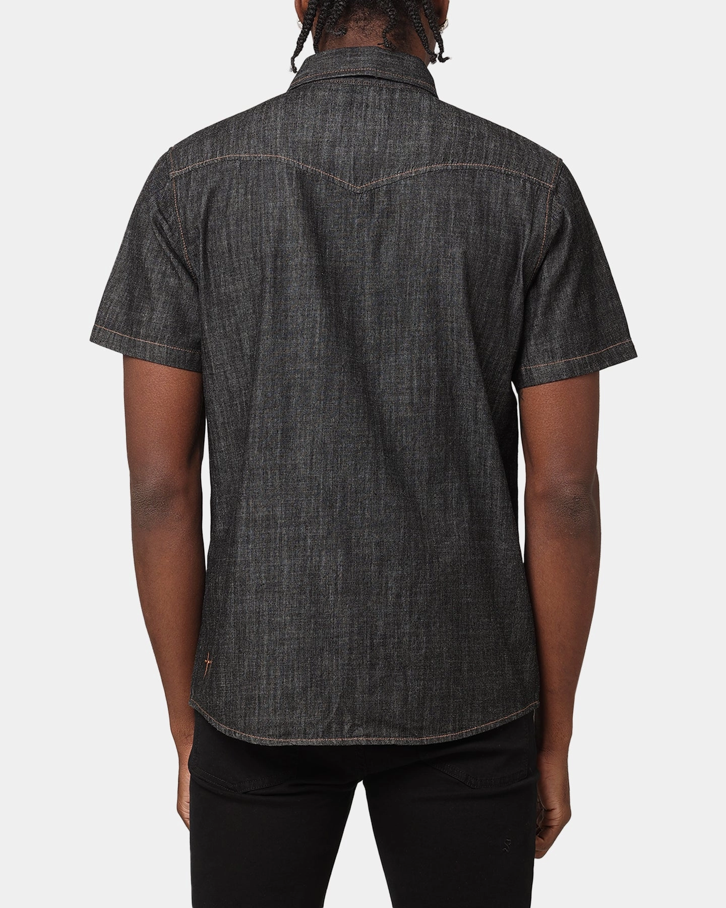 Smooth Texture Petite Cut Saint Morta Rodeo Denim Shirt Black