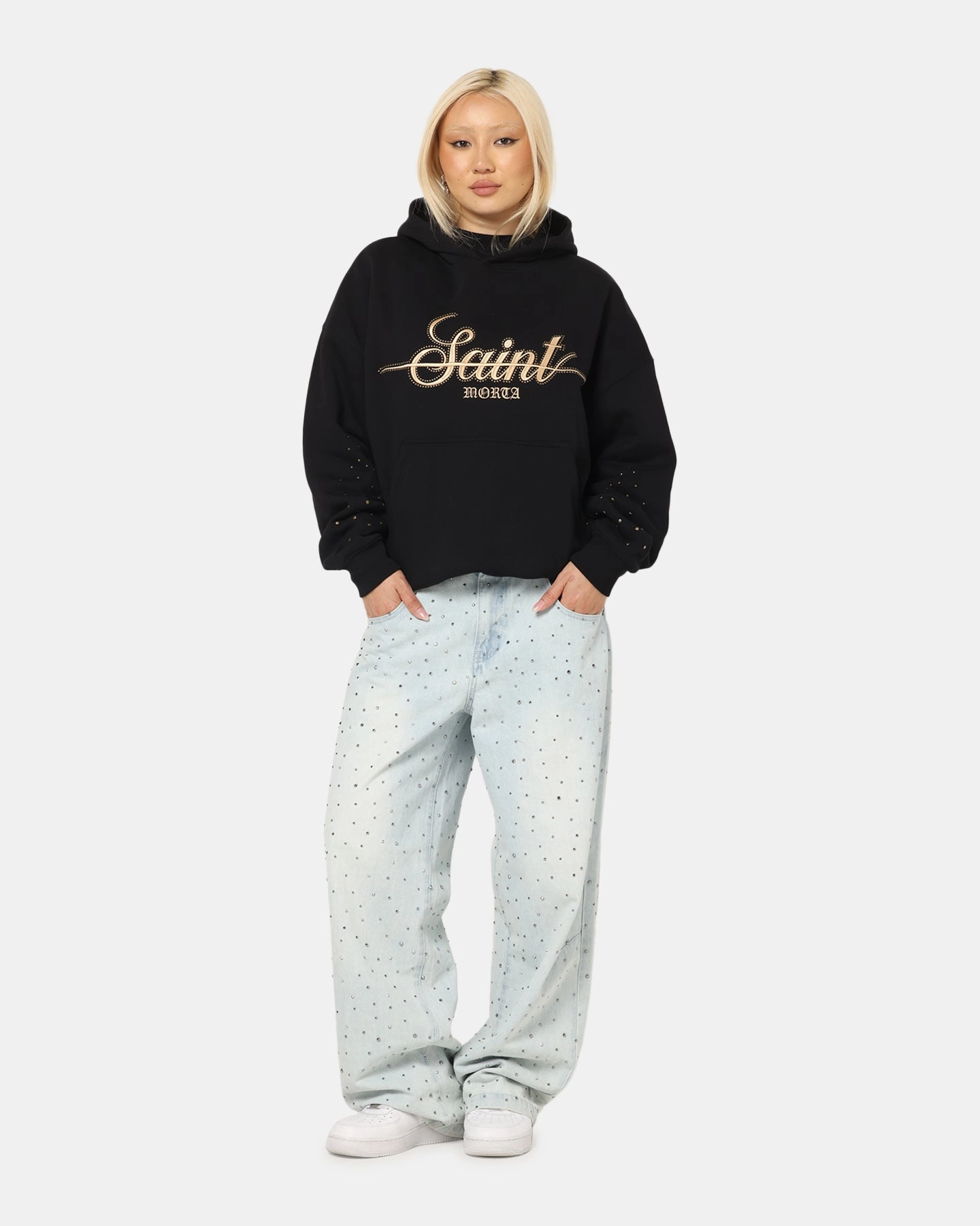 Saint Morta Rodeo Drive Boxy Hoodie Black Warm Thinsulate Eco Friendly Textile