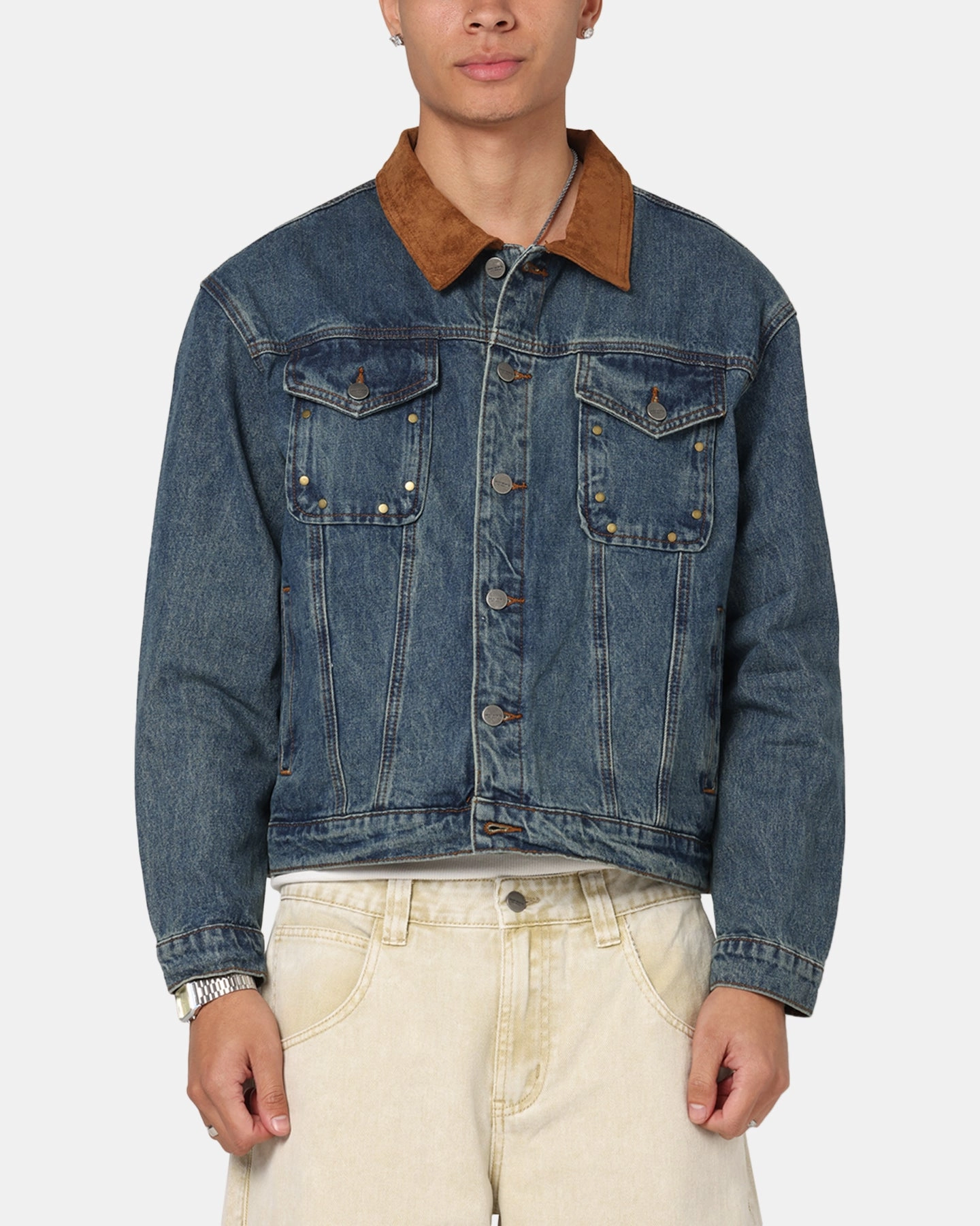 Saint Morta Rodeo Drive Denim Jacket Dirty Blue Double Layered Hood Urban