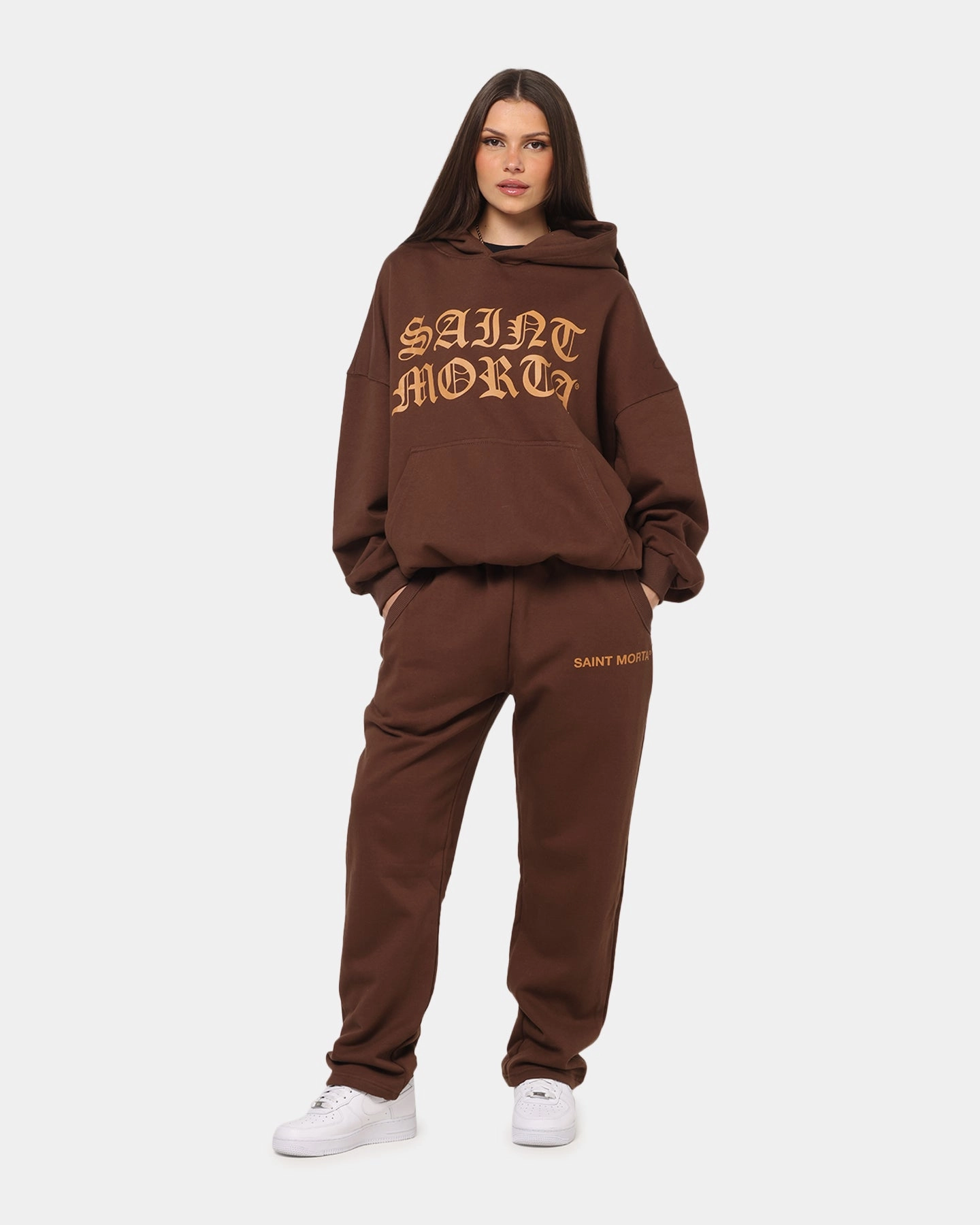 Activewear Weather resistant Saint Morta Sacred Script Hoodie Brown