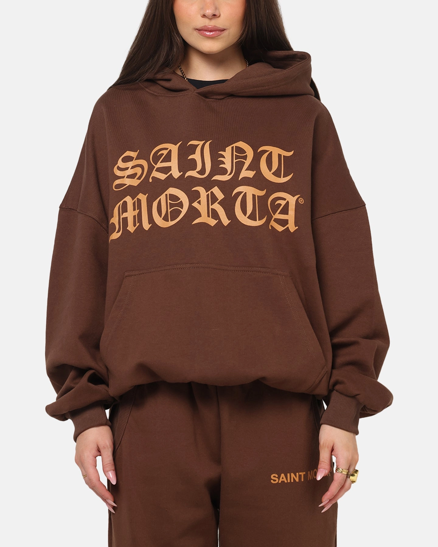 Saint Morta Sacred Script Hoodie Brown graduation