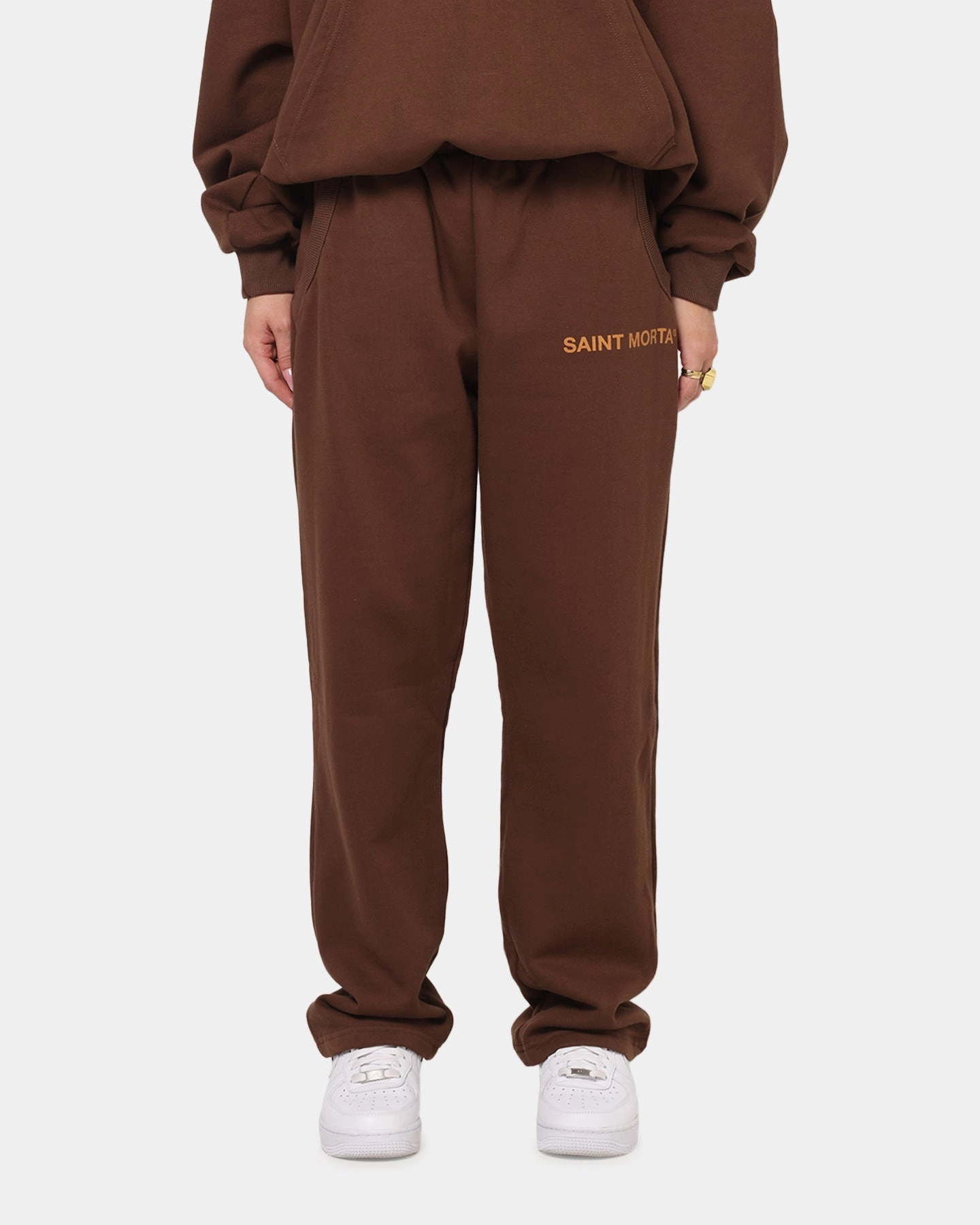 Ripstop Fabric Technology Reflective details Saint Morta Sacred Script Track Pants Brown