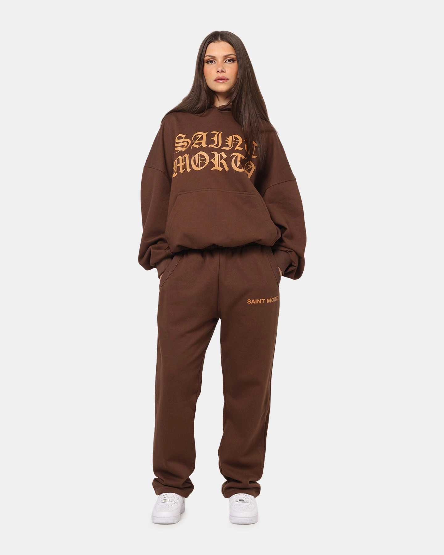 Saint Morta Sacred Script Track Pants Brown Essential Comfort Wear Moisture wicking