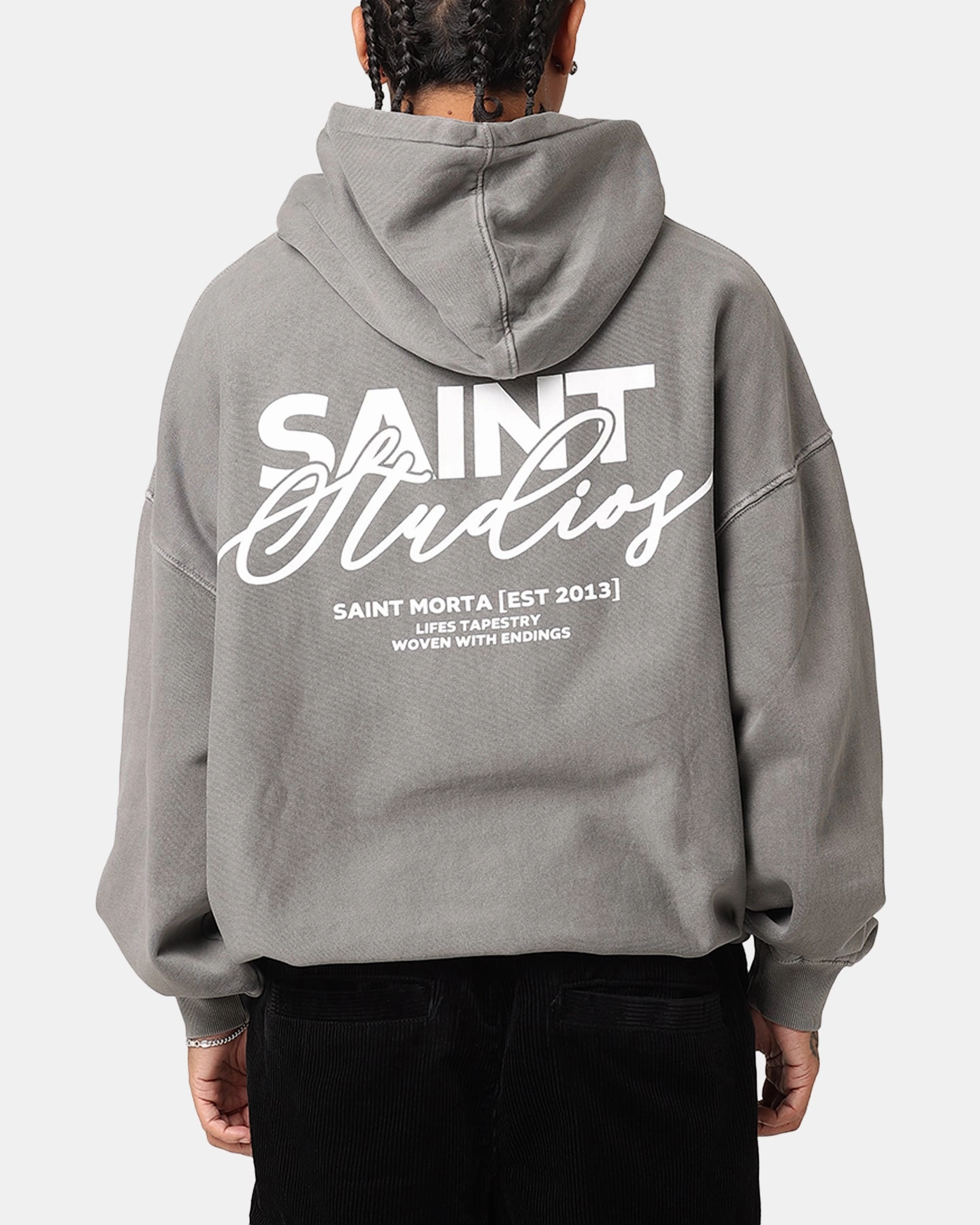 Saint Morta Saint Studios Hoodie Washed Charcoal Comfort Fit Silhouette Lightweight Design