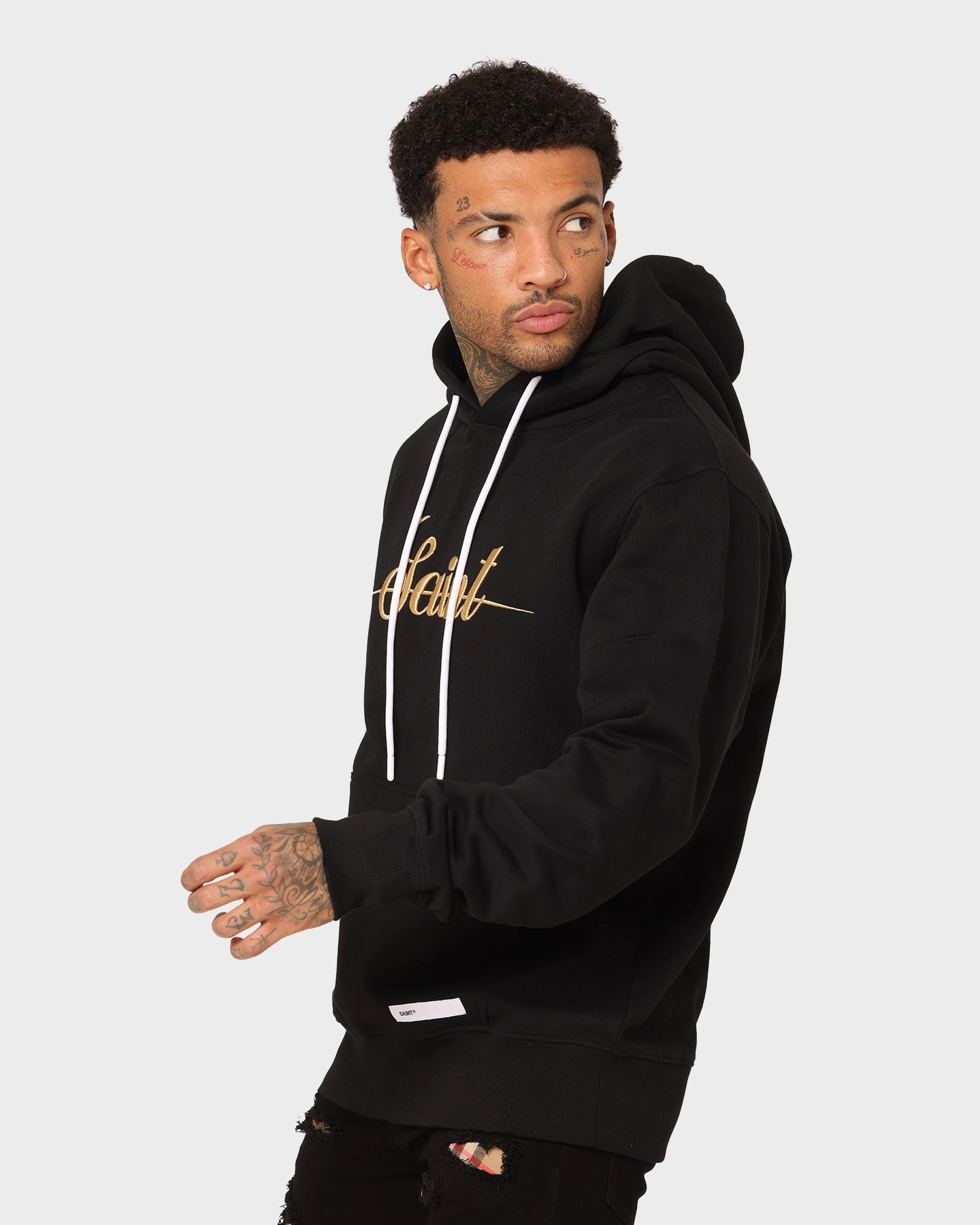 single layer Saint Morta Saviour Hoodie Black/Gold