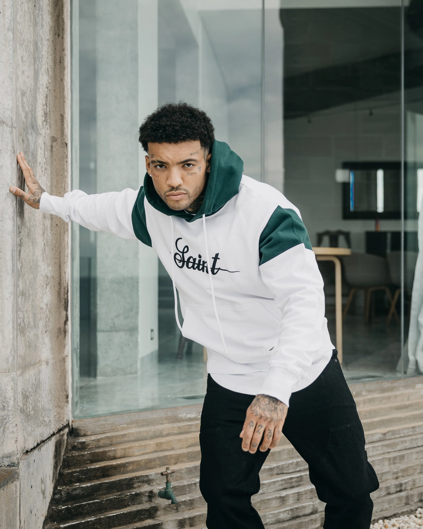 Fashionable Style Double Layered Insulation Saint Morta Saviour Hoodie White/Stadium Green