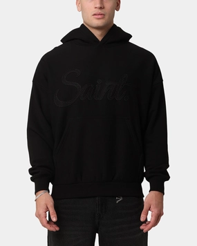 Saint Morta Scribere Premium Hoodie Black Spread Quilted Construction