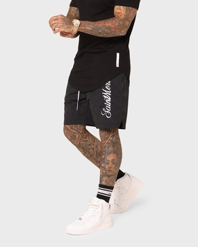 Soft touch finish entertainment industry Saint Morta Scripted Beach Shorts Black