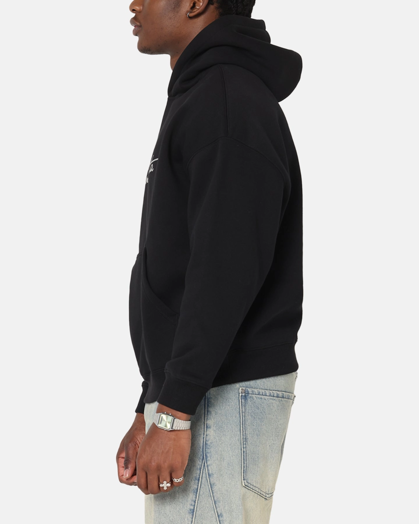 low pressure Saint Morta Scripture Boxy Hoodie Black