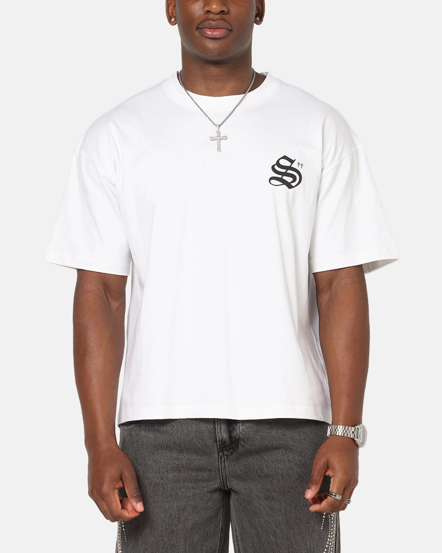 Perfect for Layering Breathable Fit Wear Saint Morta Shadow Mark T-Shirt White