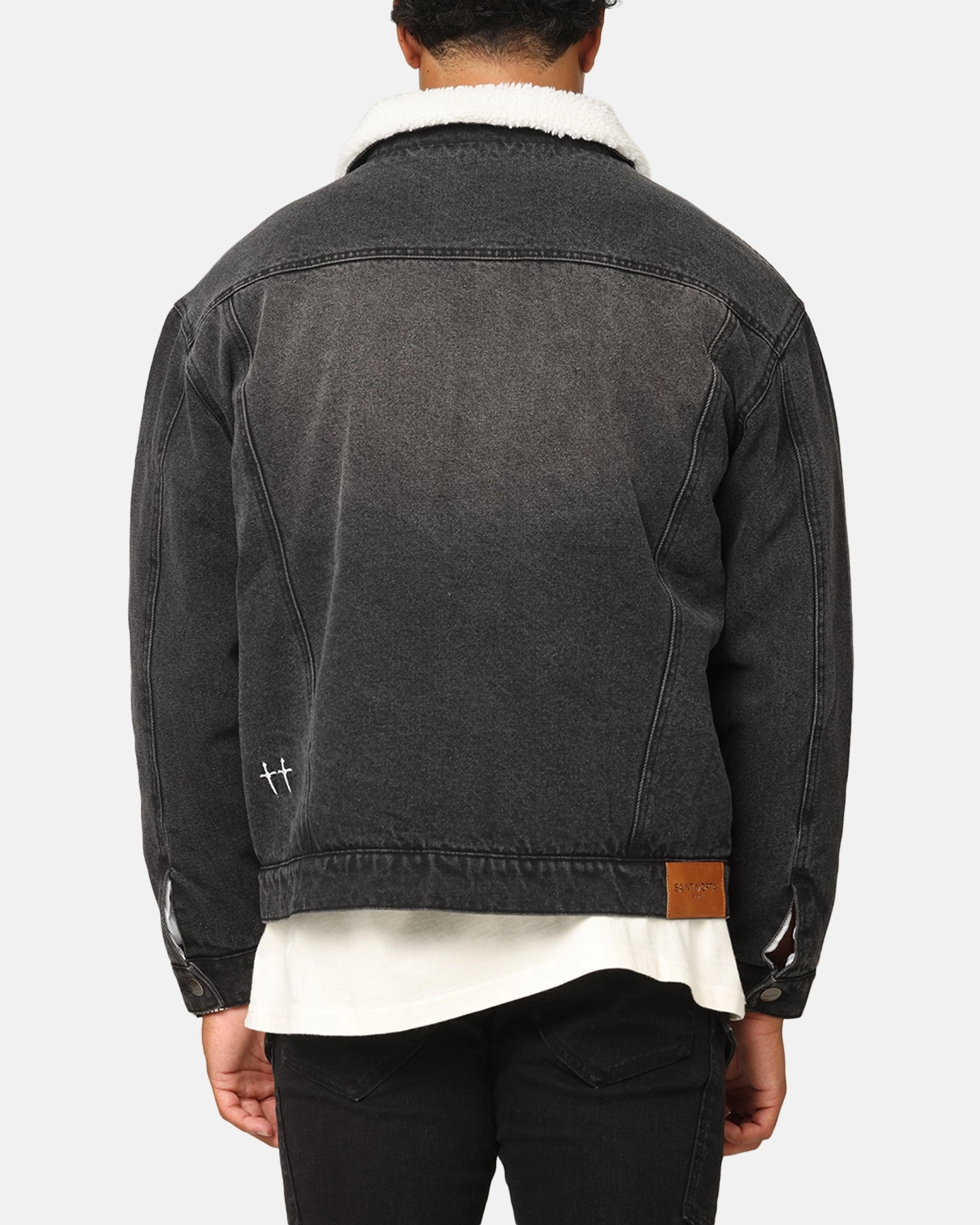 Saint Morta Sherpa Boxy Denim Jacket Black Shadow sports practice Purse