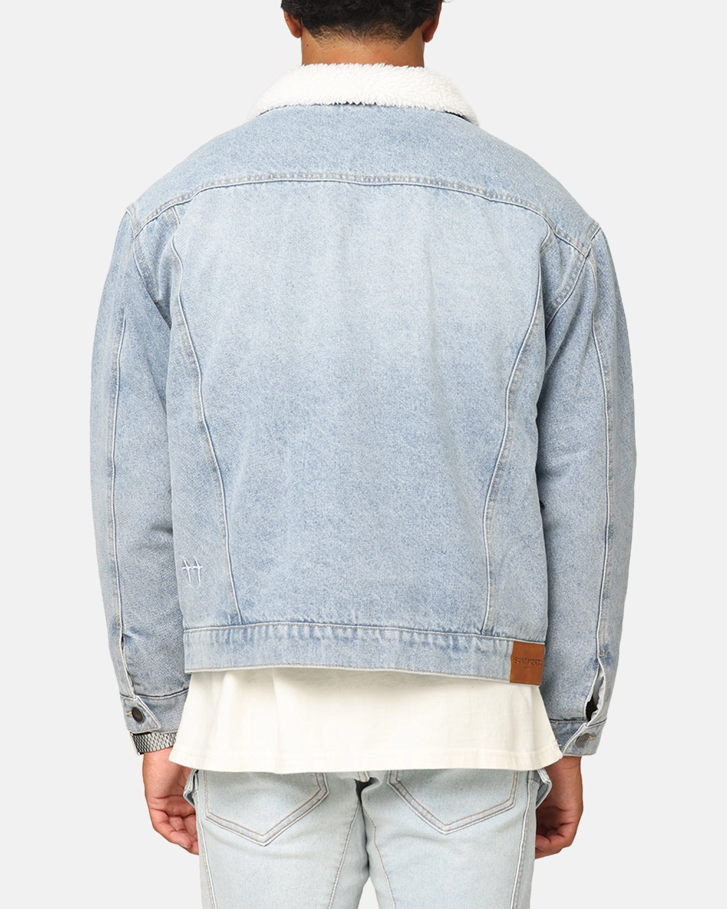 Saint Morta Sherpa Boxy Denim Jacket Superwash Blue Mousse