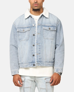 Saint Morta Sherpa Boxy Denim Jacket Superwash Blue Concentration