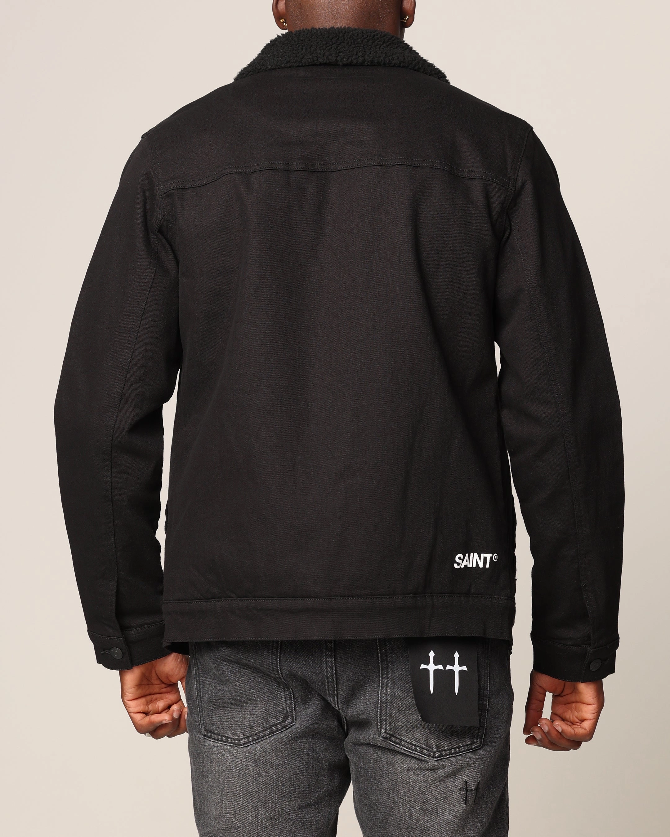 Lightweight Fabric Saint Morta Sherpa Denim Jacket Black/Black