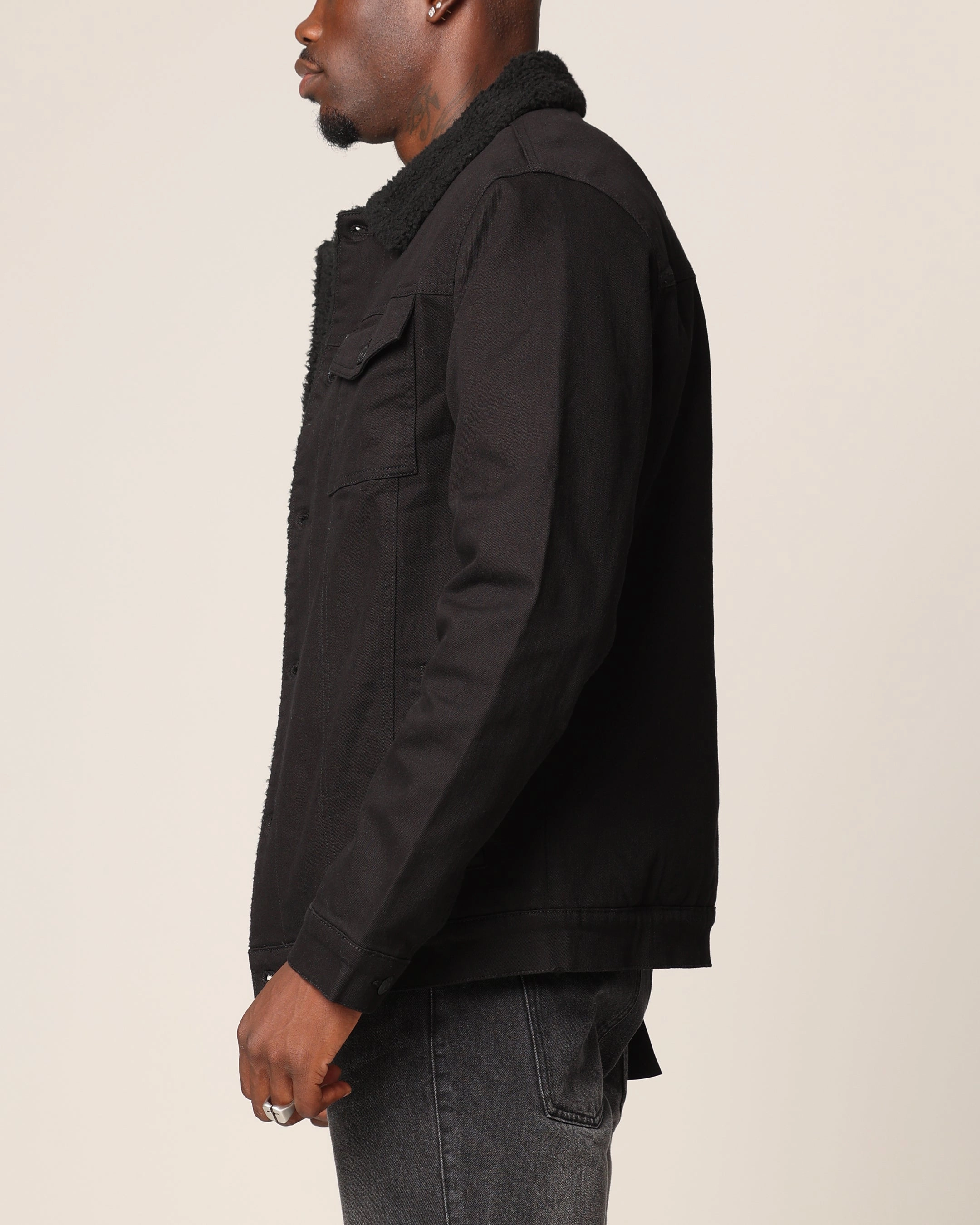 Saint Morta Sherpa Denim Jacket Black/Black Luggage