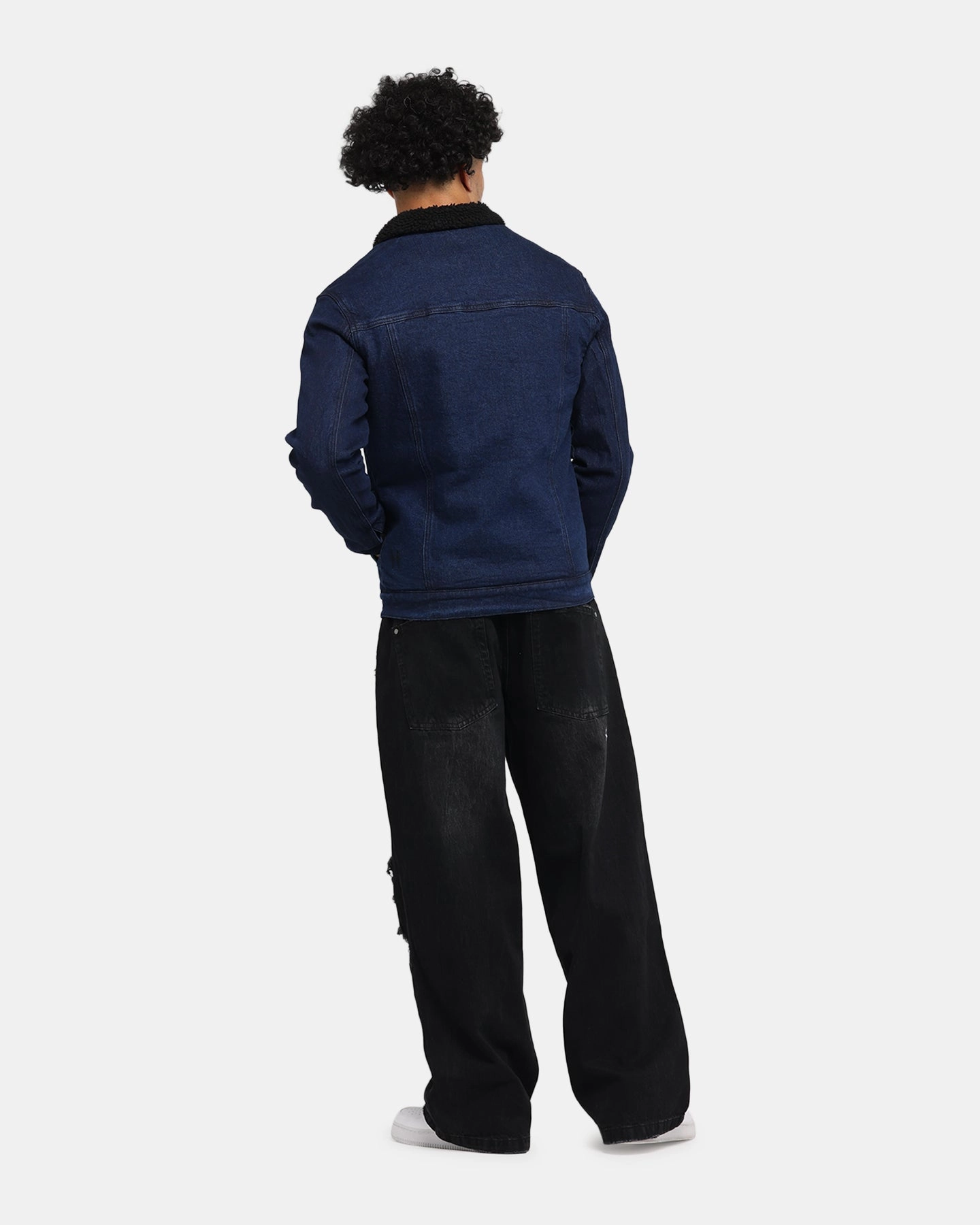 Saint Morta Sherpa Denim Zip Jacket Indigo/Black Breathable Technology YKK Zipper Hardware