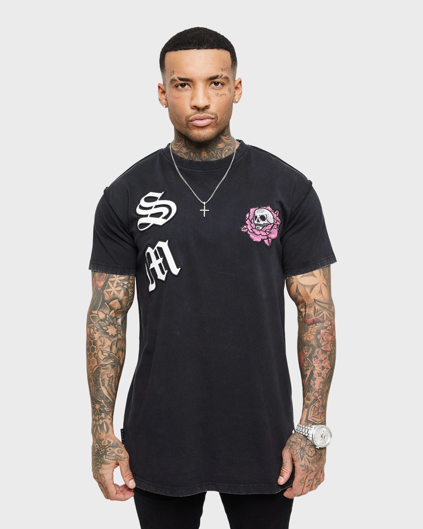 Saint Morta Skull Flower Lafayette T-Shirt Vintage Black Seasonal Trend Recycled Material