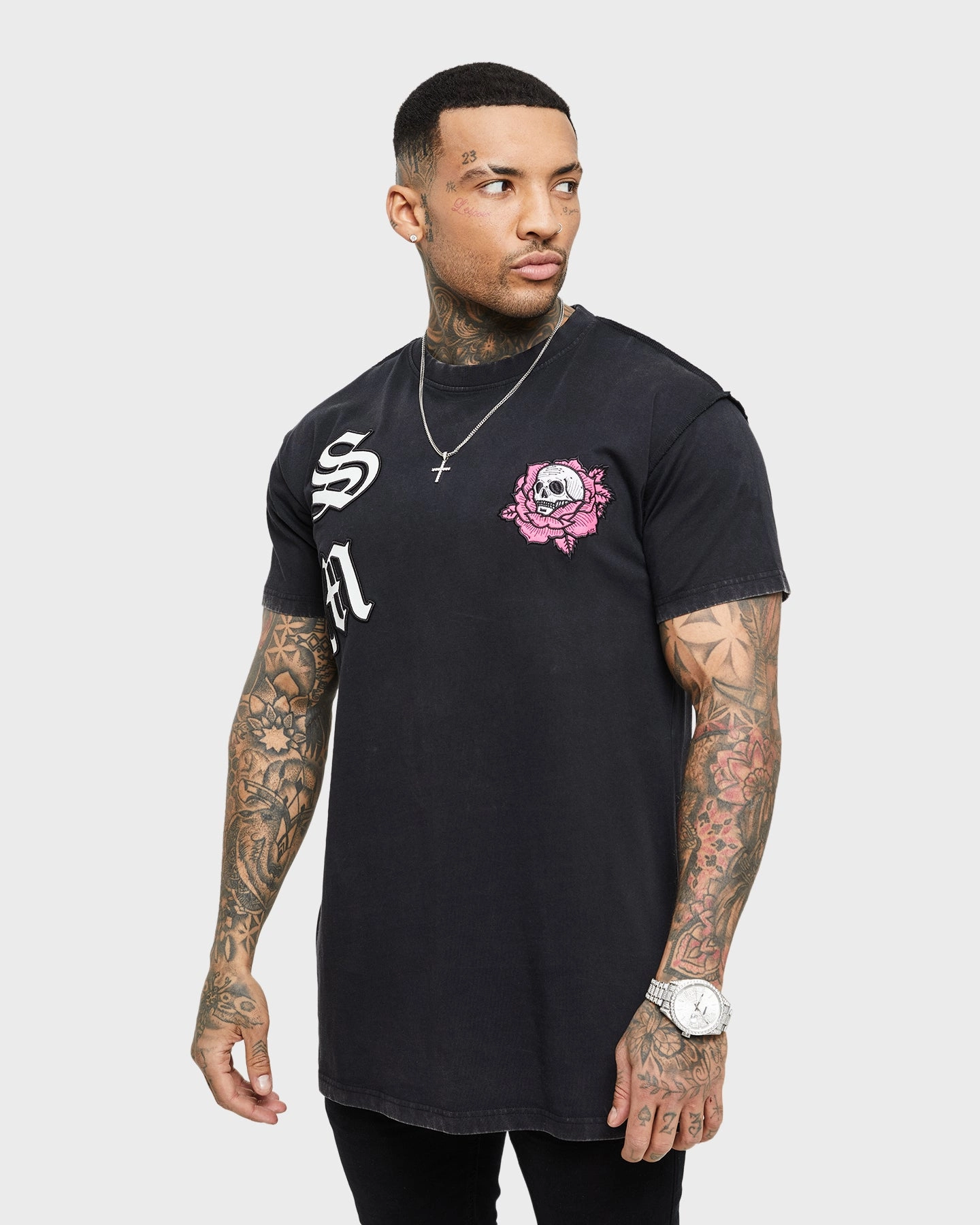 Saint Morta Skull Flower Lafayette T-Shirt Vintage Black Date night