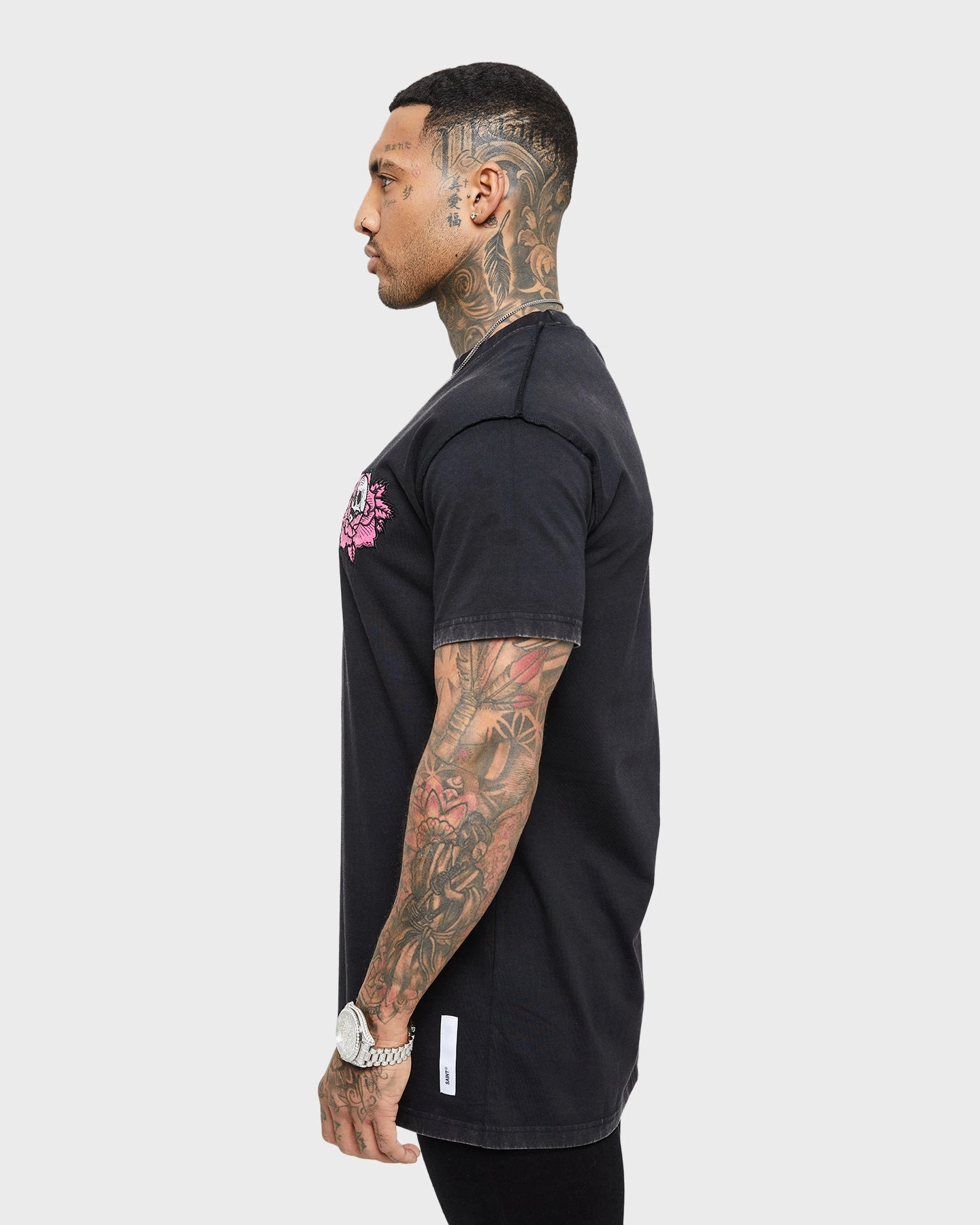 Saint Morta Skull Flower Lafayette T-Shirt Vintage Black Layering Comfort Breathable Material